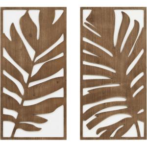 Madison Park Wall Décor for Living Room – Birch Botanical Two-Tone, Home Accent Modern Kitchen Dining Decoration, Ready to Hang 2-Piece Wood Panel Set for Bedroom, 16″W x 32″H, Monstera(Monstera)