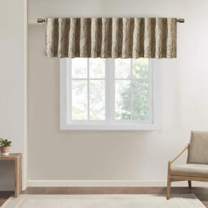 Madison Park White Curtains For Living room , Transitional Rod Pocket Curtains For Bedroom , Embroidered Andora Back Tab Fabric Window Curtains , 50″ x 84″, 1-Panel Pack(Tan)