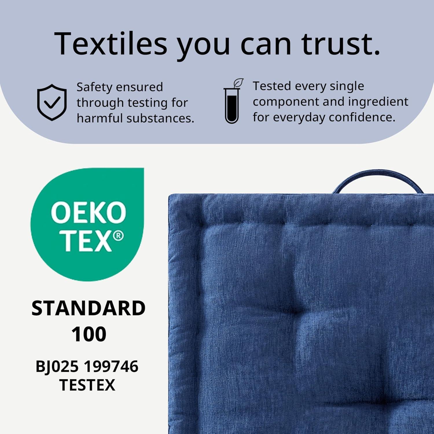 imageIntelligent Design Azza Floor Pillow Large Cushions Sitting for Adults Floor Pillow for Meditation or Yoga Lustrous Chenille Tufted with Scalloped Edges for BenchChair Cushion 20quotx20quotx5quot IvorySquare Navy With Handle