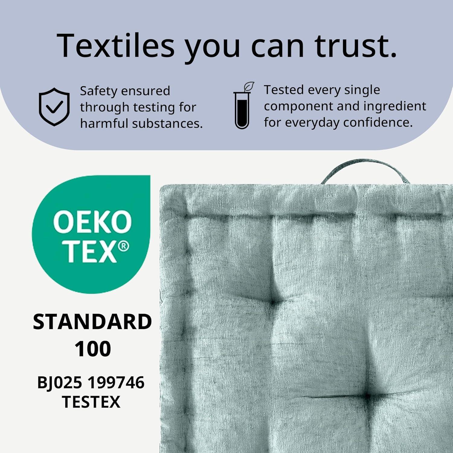 imageIntelligent Design Azza Floor Pillow Large Cushions Sitting for Adults Floor Pillow for Meditation or Yoga Lustrous Chenille Tufted with Scalloped Edges for BenchChair Cushion 20quotx20quotx5quot IvorySquare Aqua With Handle