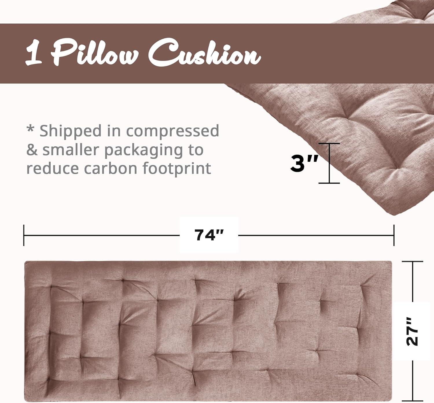 imageIntelligent Design Edelia Foldable Poly Chenille Light Weight Lounge Floor Pillow Cushion Tufted Seat for Meditation Game Playing Yoga Reading with Travel Wrap 74x27 IvoryBlush