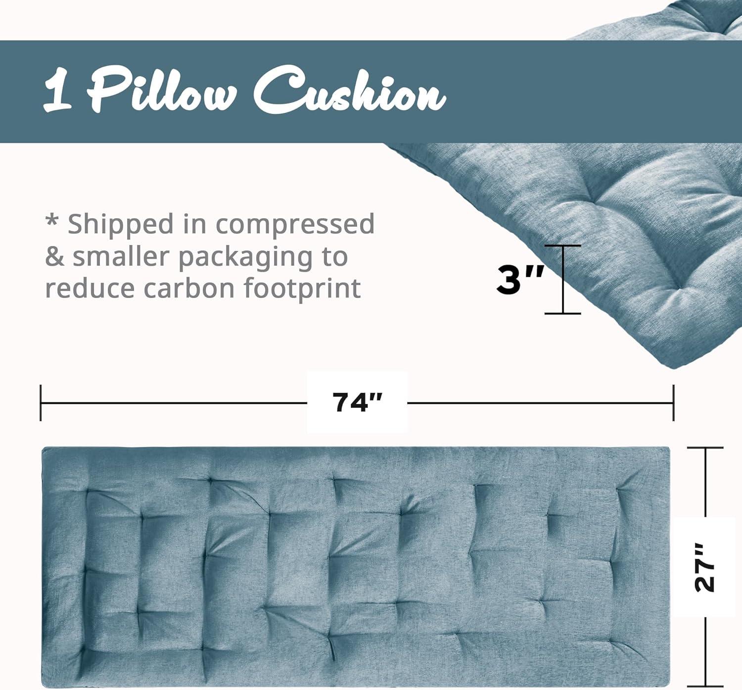 imageIntelligent Design Edelia Foldable Poly Chenille Light Weight Lounge Floor Pillow Cushion Tufted Seat for Meditation Game Playing Yoga Reading with Travel Wrap 74x27 IvoryAqua
