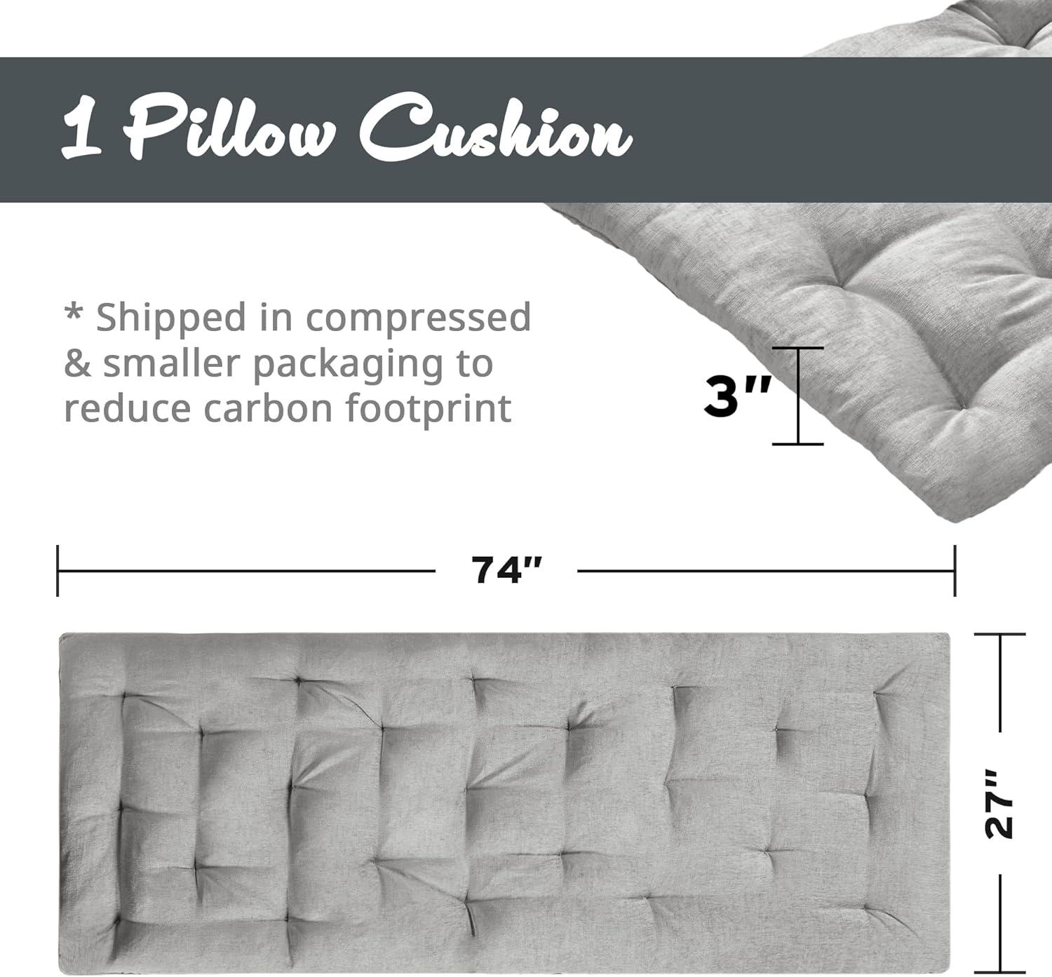 imageIntelligent Design Edelia Foldable Poly Chenille Light Weight Lounge Floor Pillow Cushion Tufted Seat for Meditation Game Playing Yoga Reading with Travel Wrap 74x27 IvoryGray