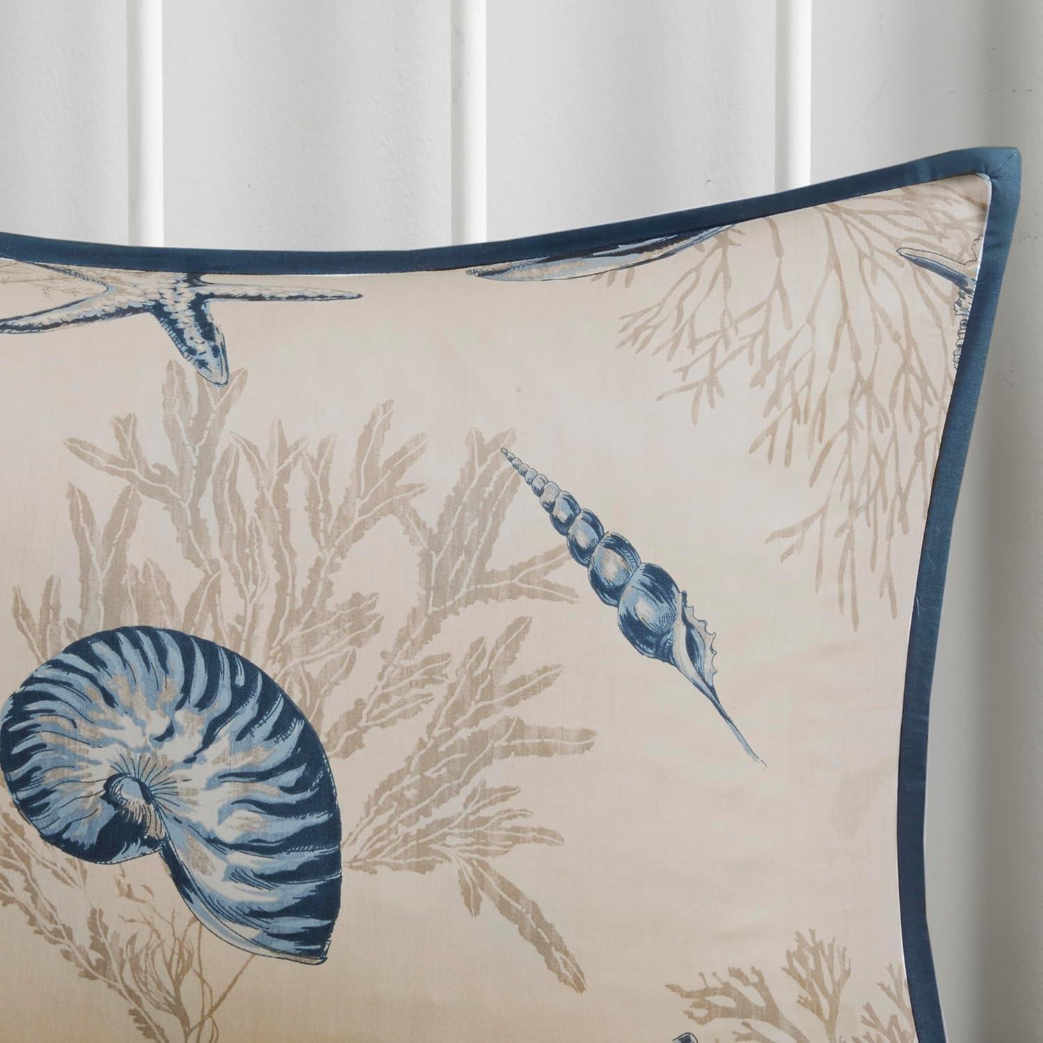 imageMadison Park 100 Cotton Comforter Set Coastal Coral Starfish Design All Season Down Alternative Cozy Bedding with Matching Shams Decorative Pillow Queen90quotx90quot Blue Cape Cod Navy 7pcsBayside Taupe 7pcs