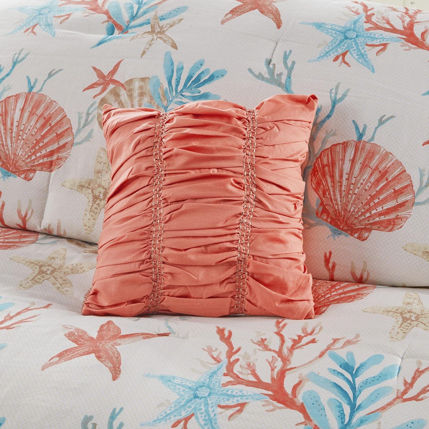 imageMadison Park 100 Cotton Comforter Set Coastal Coral Starfish Design All Season Down Alternative Cozy Bedding with Matching Shams Decorative Pillow Queen90quotx90quot Blue Cape Cod Navy 7pcsTeal