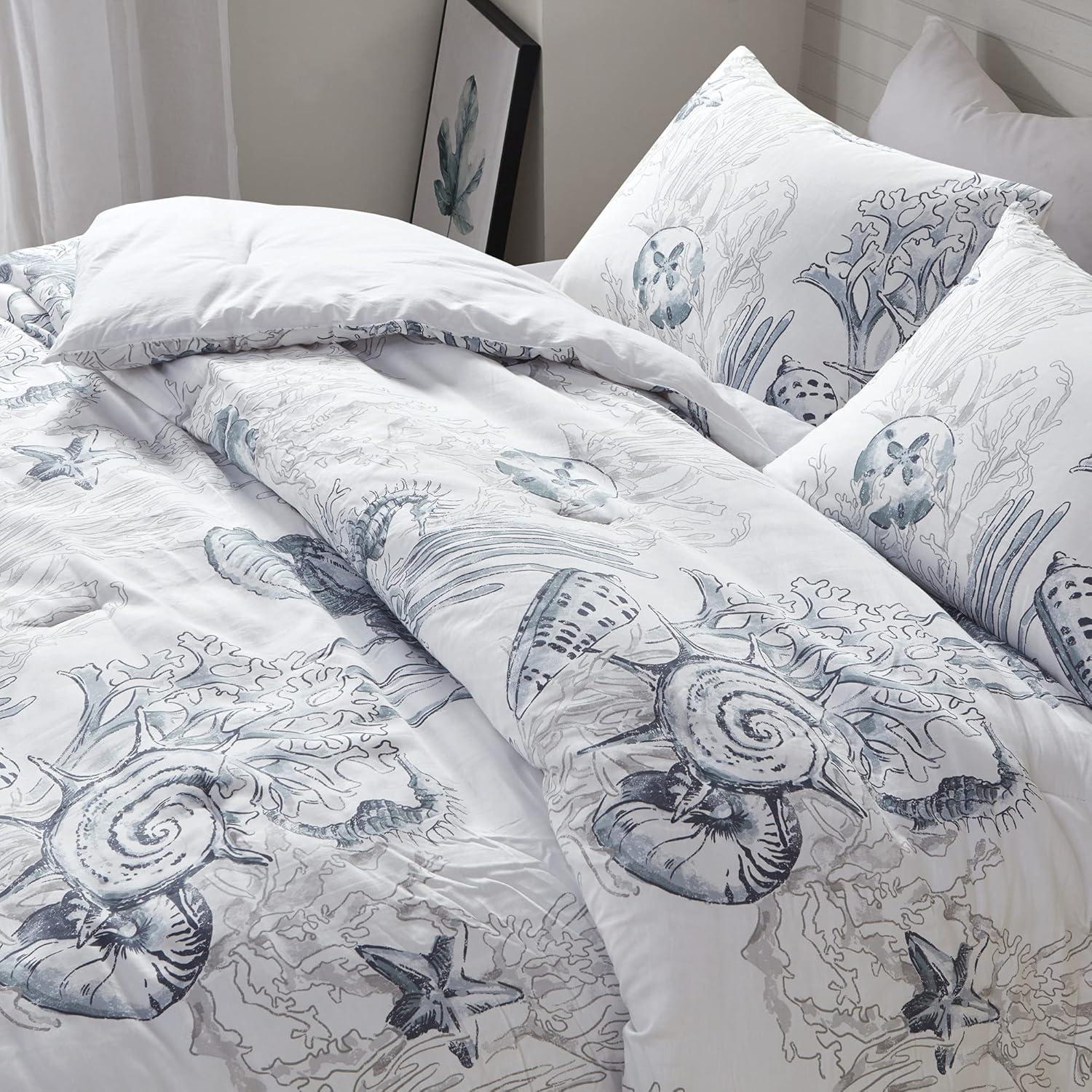 imageMadison Park 100 Cotton Comforter Set Coastal Coral Starfish Design All Season Down Alternative Cozy Bedding with Matching Shams Decorative Pillow Queen90quotx90quot Blue Cape Cod Navy 7pcsSeabed Blue 3 Pcs