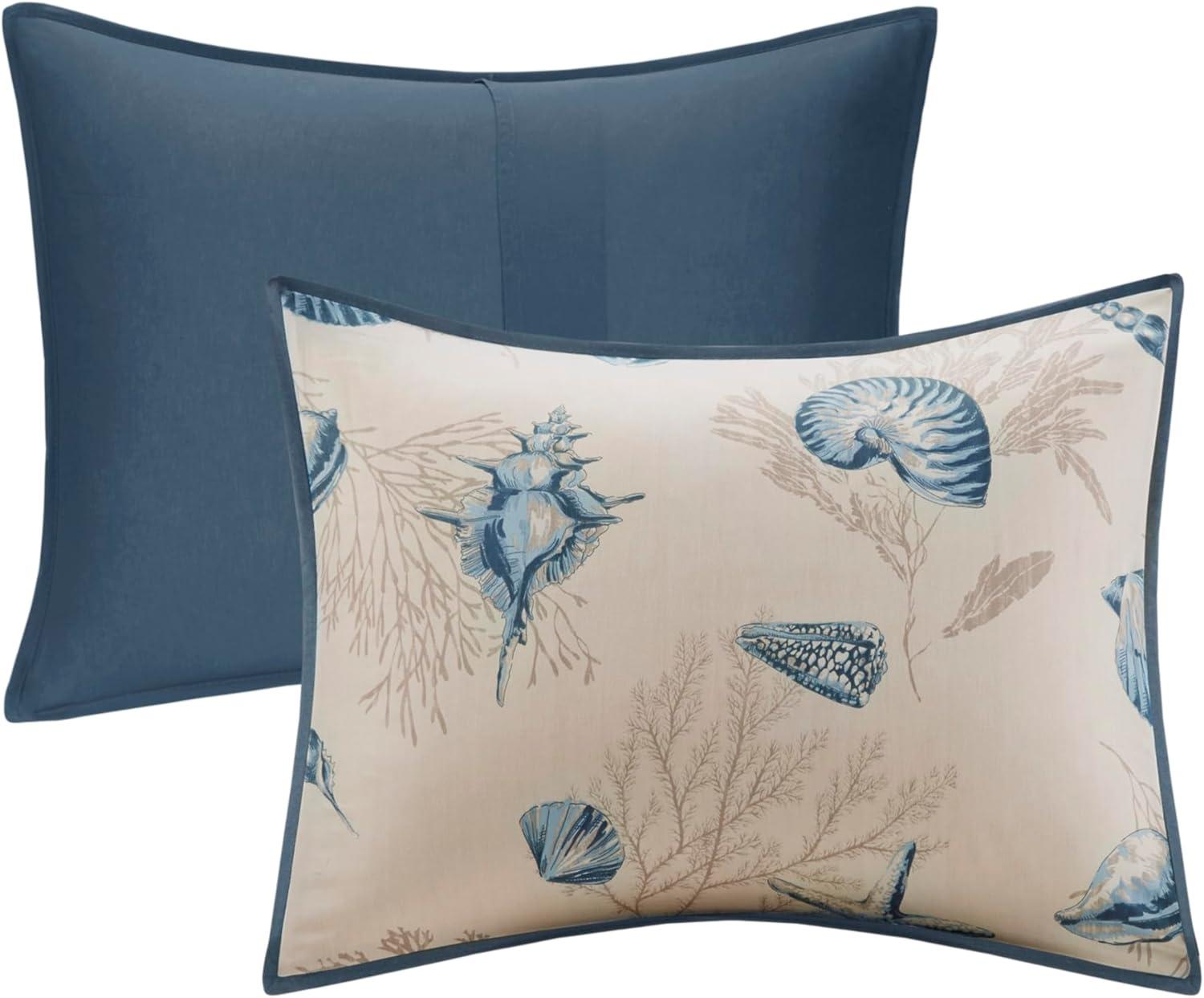 imageMadison Park 100 Cotton Comforter Set Coastal Coral Starfish Design All Season Down Alternative Cozy Bedding with Matching Shams Decorative Pillow Queen90quotx90quot Blue Cape Cod Navy 7pcsBayside Taupe 7pcs