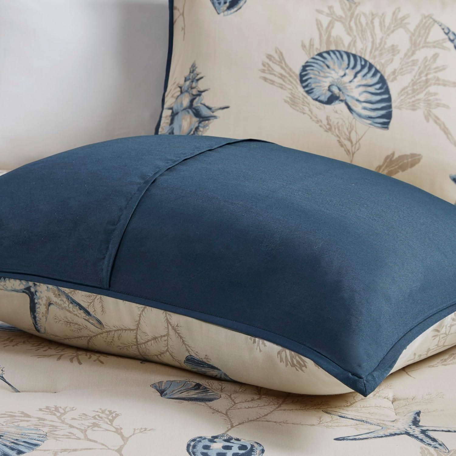 imageMadison Park 100 Cotton Comforter Set Coastal Coral Starfish Design All Season Down Alternative Cozy Bedding with Matching Shams Decorative Pillow Queen90quotx90quot Blue Cape Cod Navy 7pcsBayside Taupe 7pcs