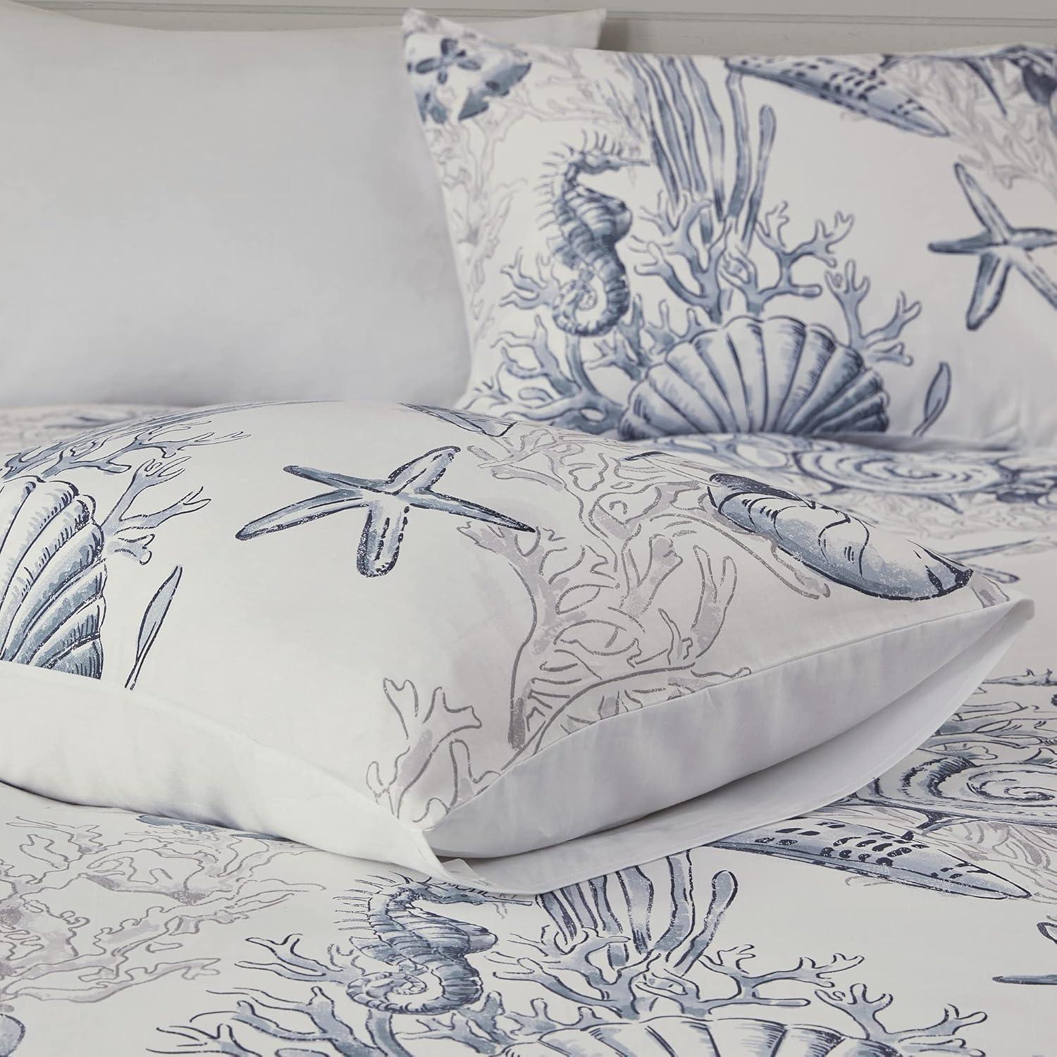 imageMadison Park 100 Cotton Comforter Set Coastal Coral Starfish Design All Season Down Alternative Cozy Bedding with Matching Shams Decorative Pillow Queen90quotx90quot Blue Cape Cod Navy 7pcsSeabed Blue 3 Pcs