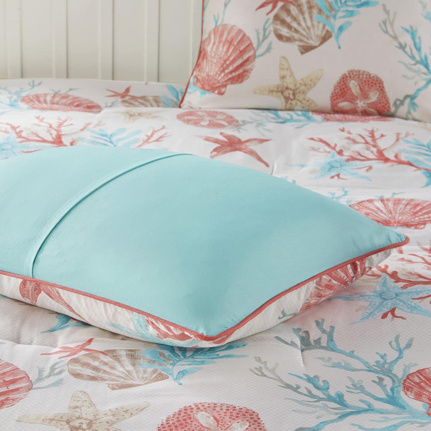 imageMadison Park 100 Cotton Comforter Set Coastal Coral Starfish Design All Season Down Alternative Cozy Bedding with Matching Shams Decorative Pillow Queen90quotx90quot Blue Cape Cod Navy 7pcsTeal
