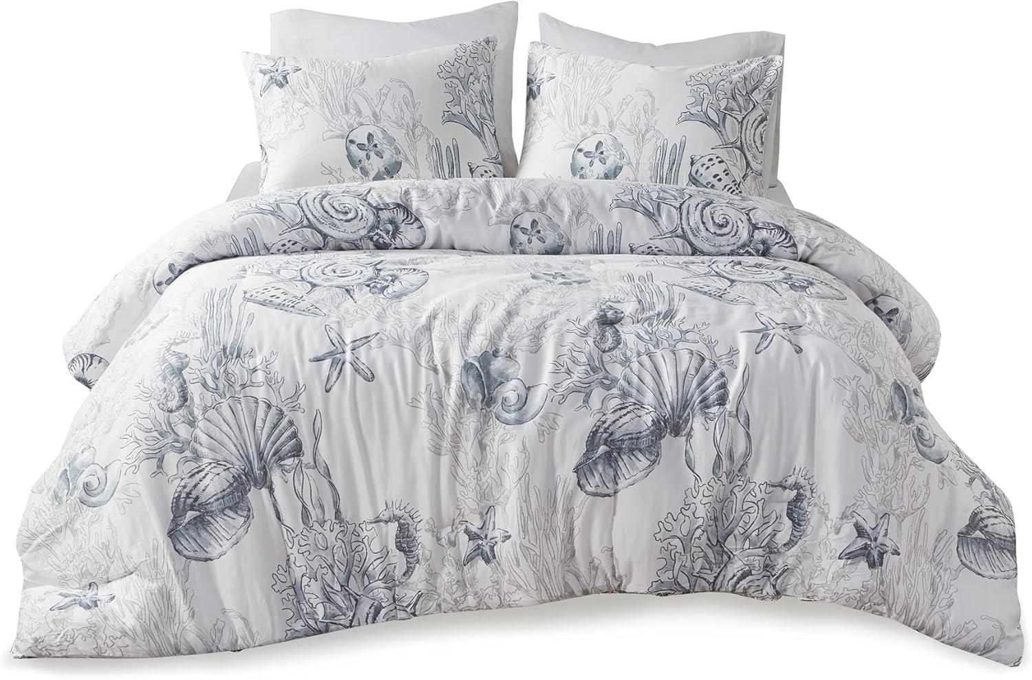 imageMadison Park 100 Cotton Comforter Set Coastal Coral Starfish Design All Season Down Alternative Cozy Bedding with Matching Shams Decorative Pillow Queen90quotx90quot Blue Cape Cod Navy 7pcsSeabed Blue 3 Pcs