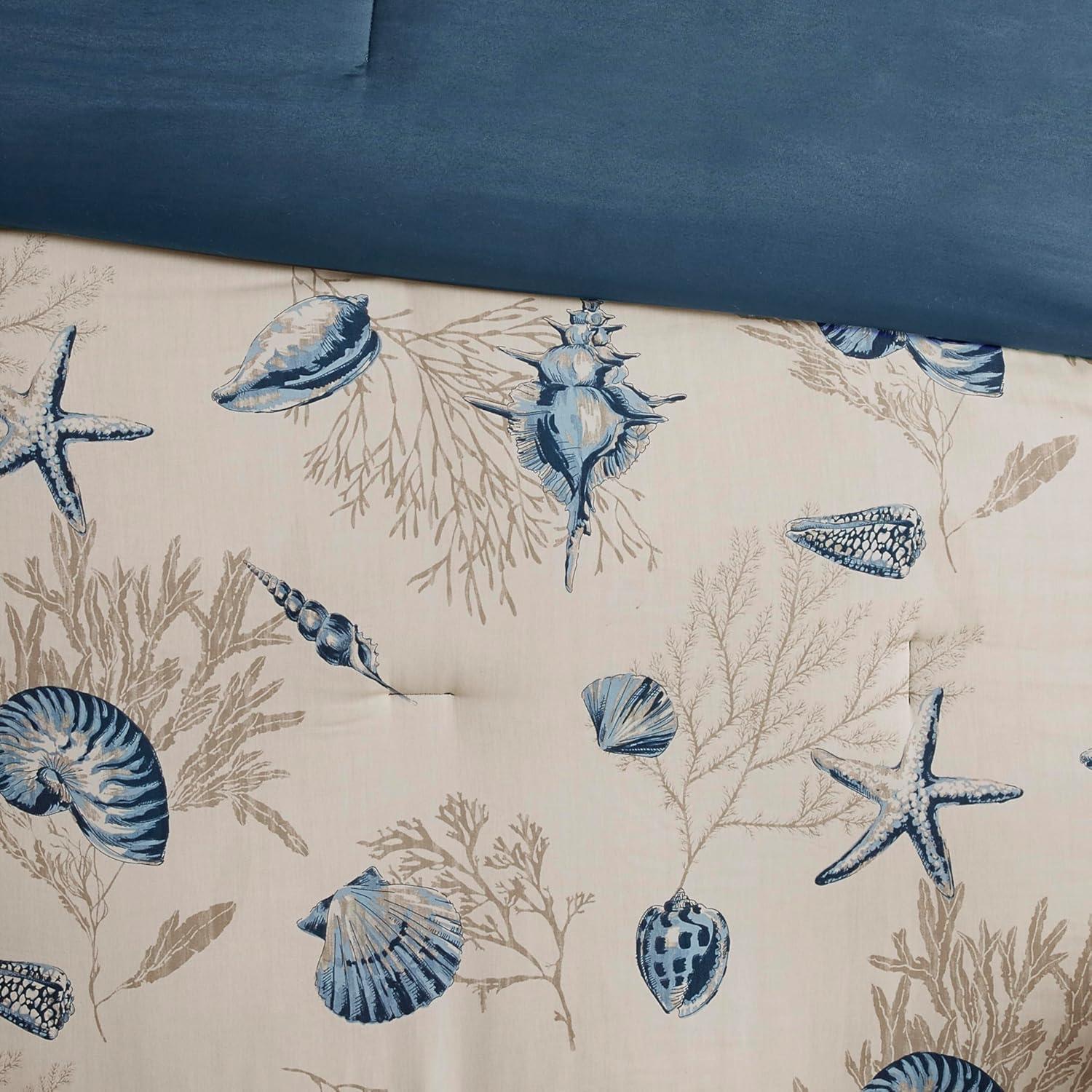 imageMadison Park 100 Cotton Comforter Set Coastal Coral Starfish Design All Season Down Alternative Cozy Bedding with Matching Shams Decorative Pillow Queen90quotx90quot Blue Cape Cod Navy 7pcsBayside Taupe 7pcs