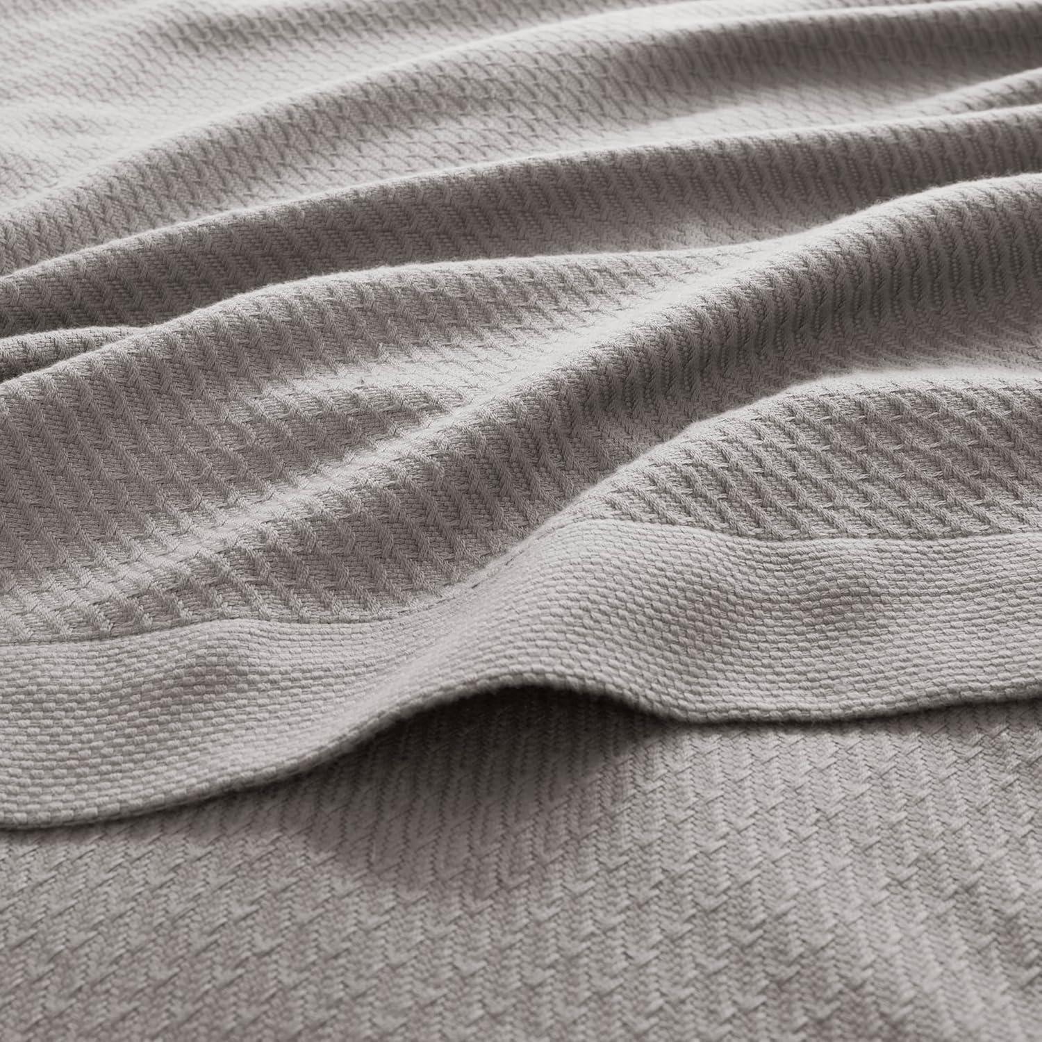 imageMadison Park 100 Egyptian Cotton Lightweight Summer Blanket Breathable Waffle Knit Design Soft Cozy AllSeason Throw for Bed Couch or Sofa Sage Green FullQueen Size 90quotx90quotGrey