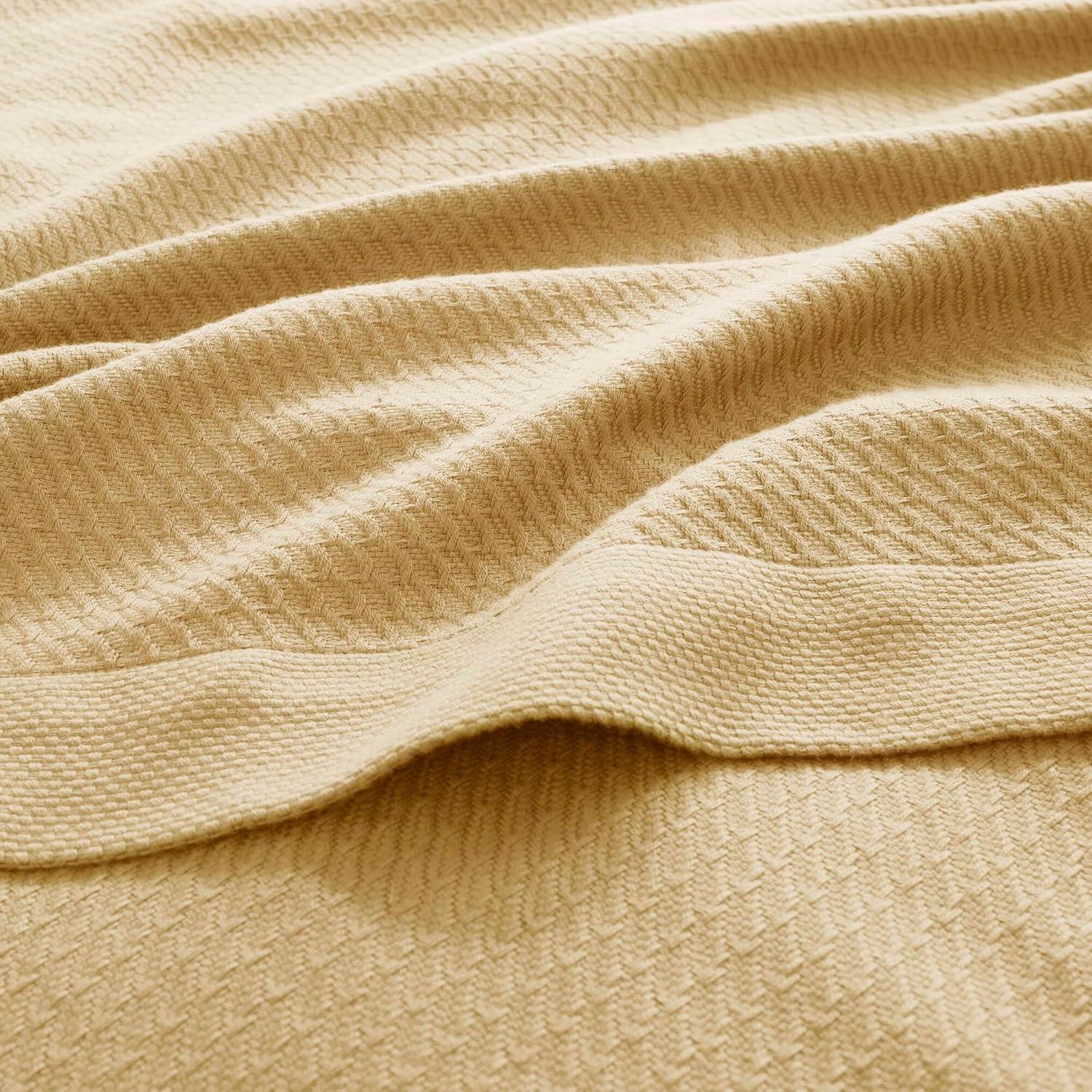 imageMadison Park 100 Egyptian Cotton Lightweight Summer Blanket Breathable Waffle Knit Design Soft Cozy AllSeason Throw for Bed Couch or Sofa Sage Green FullQueen Size 90quotx90quotMustard