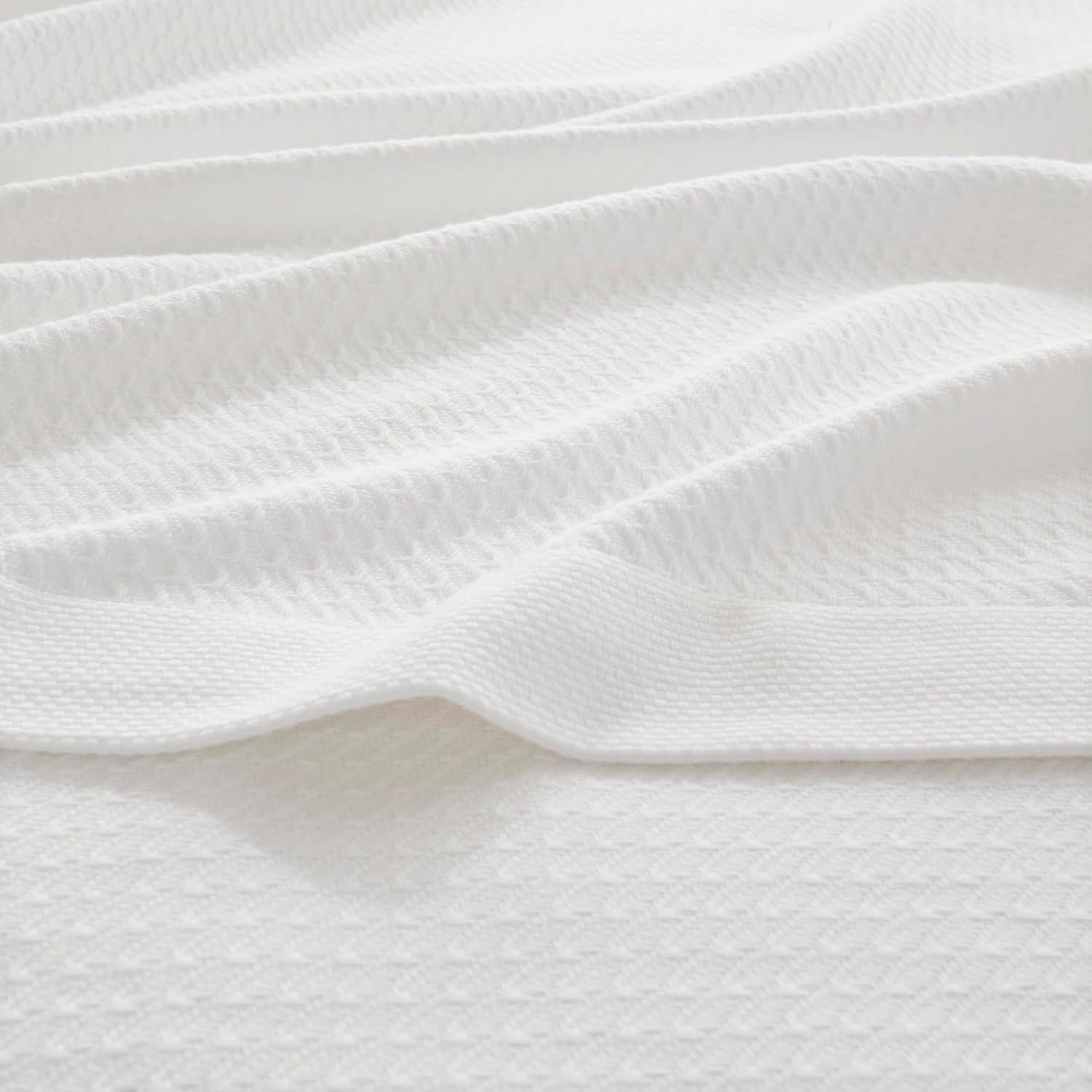 imageMadison Park 100 Egyptian Cotton Lightweight Summer Blanket Breathable Waffle Knit Design Soft Cozy AllSeason Throw for Bed Couch or Sofa Sage Green FullQueen Size 90quotx90quotWhite