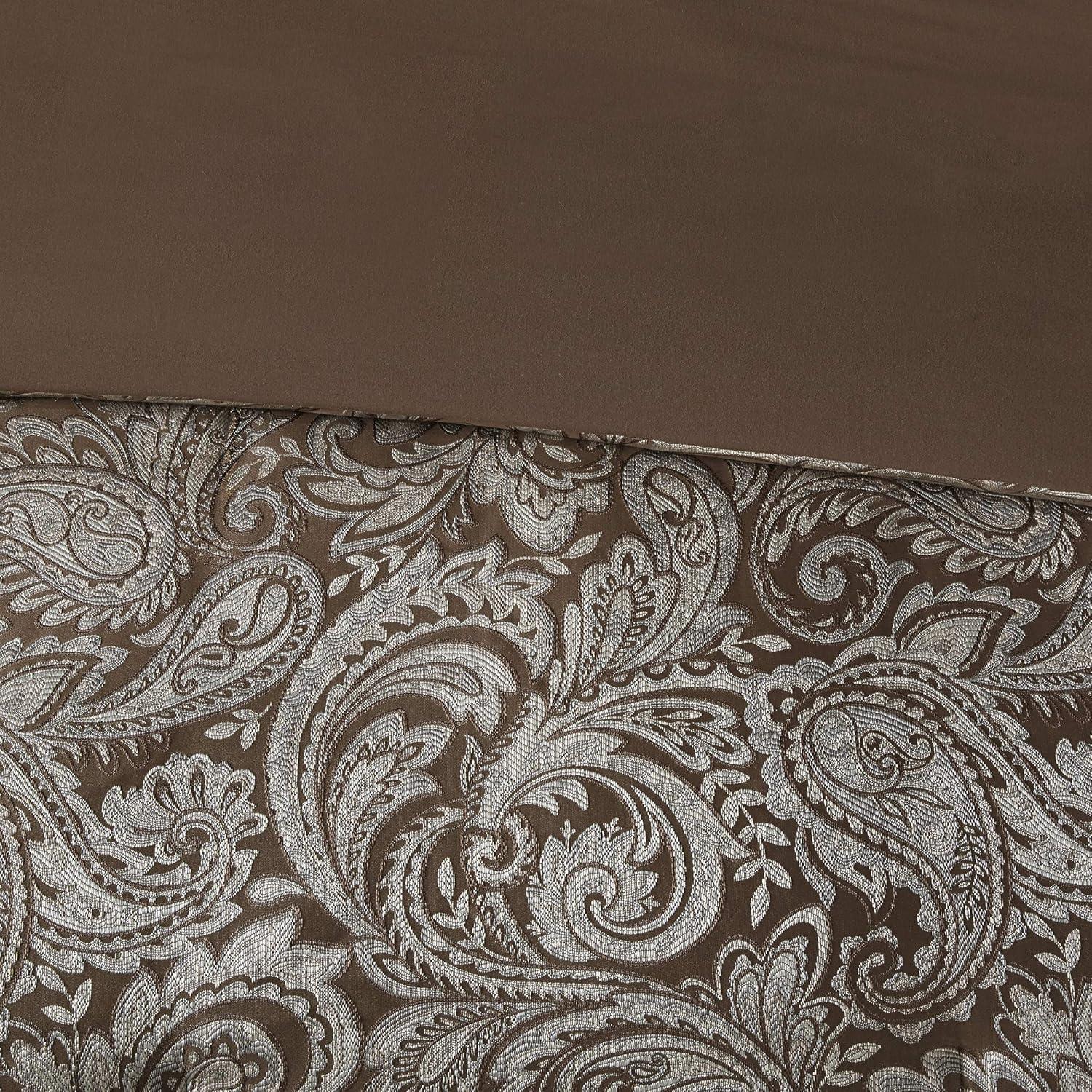 imageMadison Park Aubrey Duvet Cover Paisley Jacquard Duvet Cover Set Ultra Soft Microfiber Light Weight Bed Comforter Covers FullQueen90quotx90quot Taupe 6 PieceAubrey Paisley Taupe