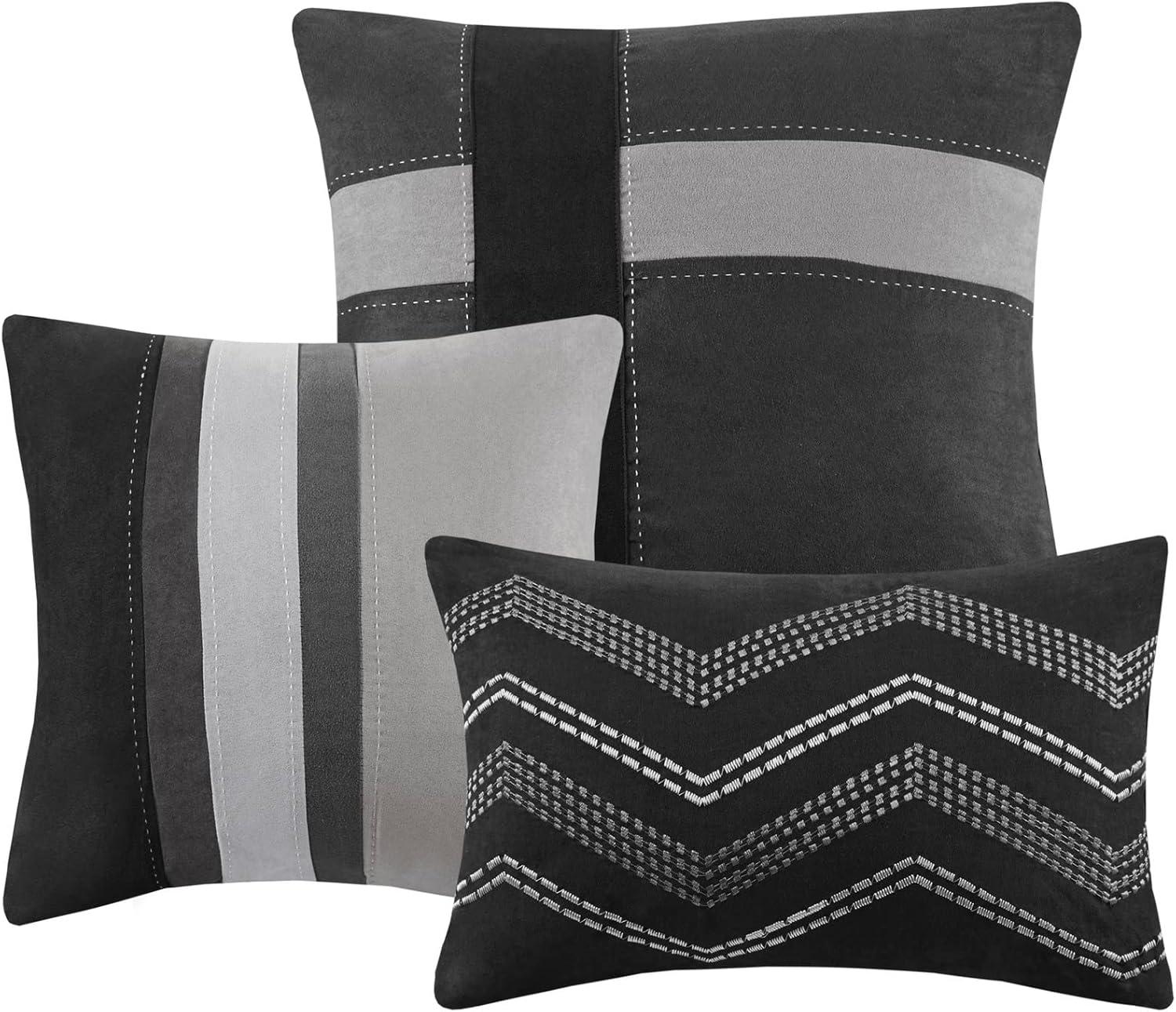 imageMadison Park Aubrey Duvet Cover Paisley Jacquard Duvet Cover Set Ultra Soft Microfiber Light Weight Bed Comforter Covers FullQueen90quotx90quot Taupe 6 PiecePalisades Faux Suede Black