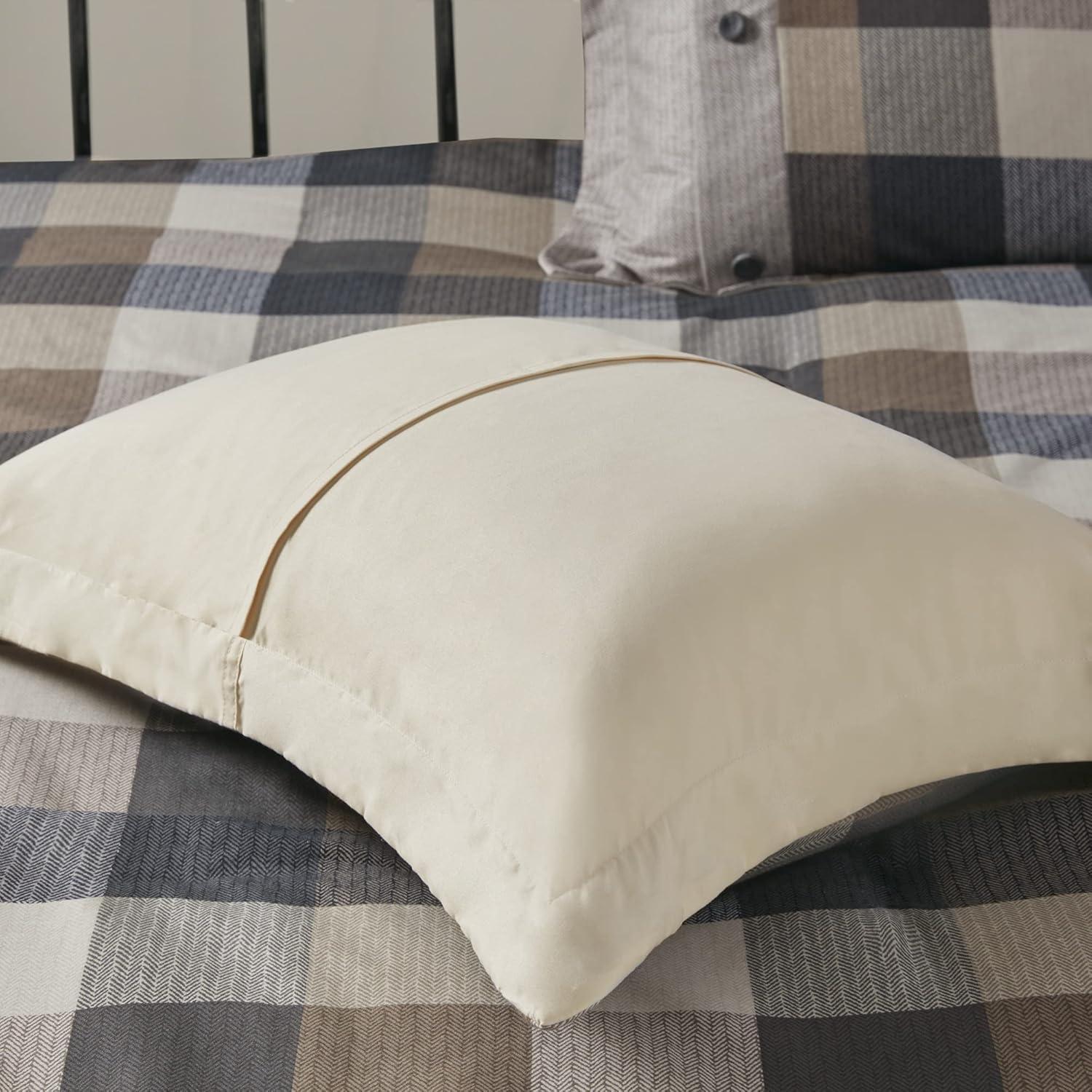 imageMadison Park Aubrey Duvet Cover Paisley Jacquard Duvet Cover Set Ultra Soft Microfiber Light Weight Bed Comforter Covers FullQueen90quotx90quot Taupe 6 PieceRidge Plaid Natural