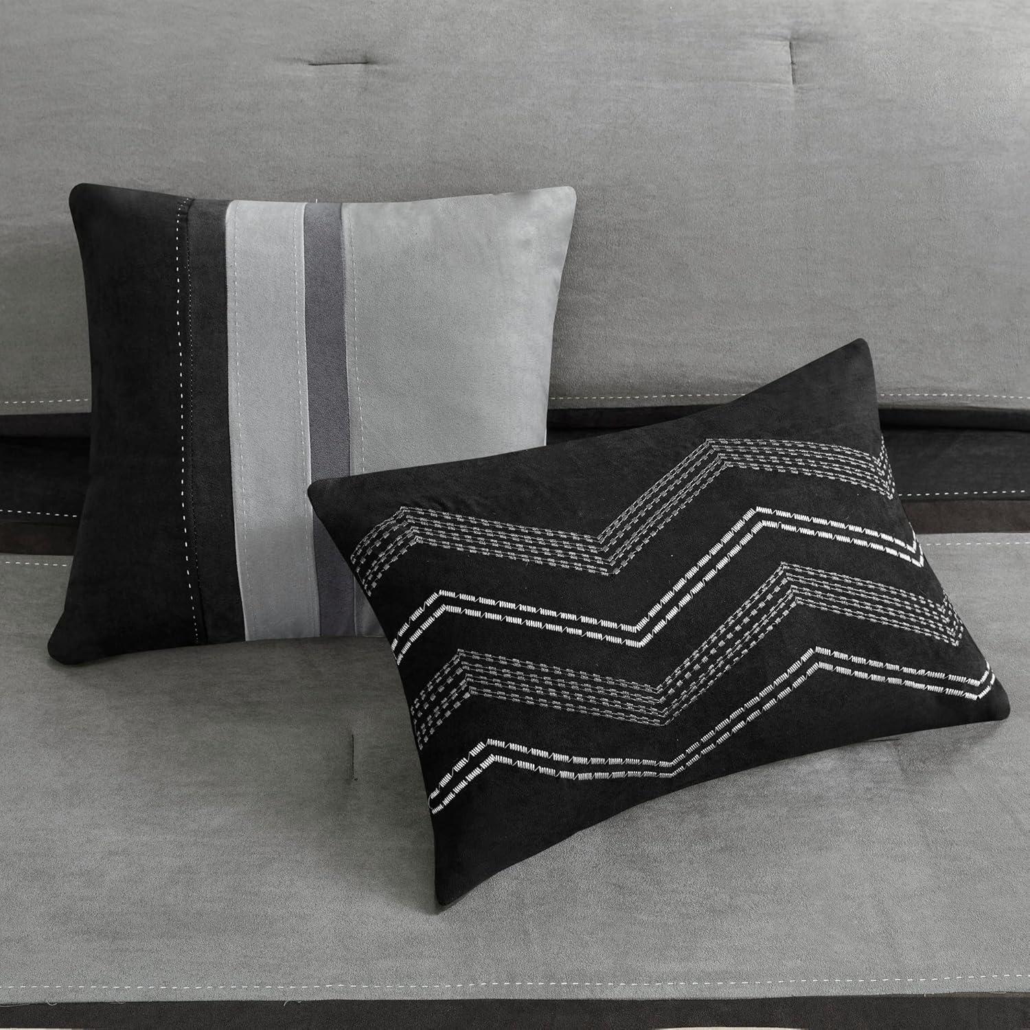 imageMadison Park Aubrey Duvet Cover Paisley Jacquard Duvet Cover Set Ultra Soft Microfiber Light Weight Bed Comforter Covers FullQueen90quotx90quot Taupe 6 PiecePalisades Faux Suede Black