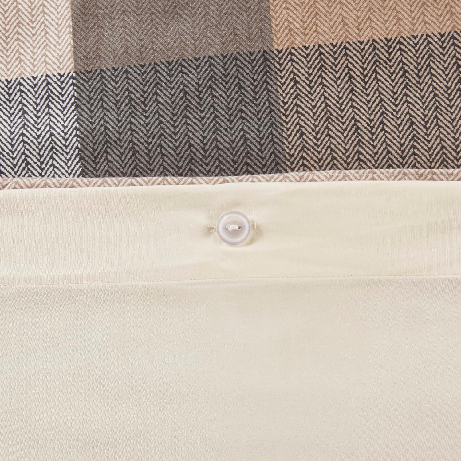 imageMadison Park Aubrey Duvet Cover Paisley Jacquard Duvet Cover Set Ultra Soft Microfiber Light Weight Bed Comforter Covers FullQueen90quotx90quot Taupe 6 PieceRidge Plaid Natural
