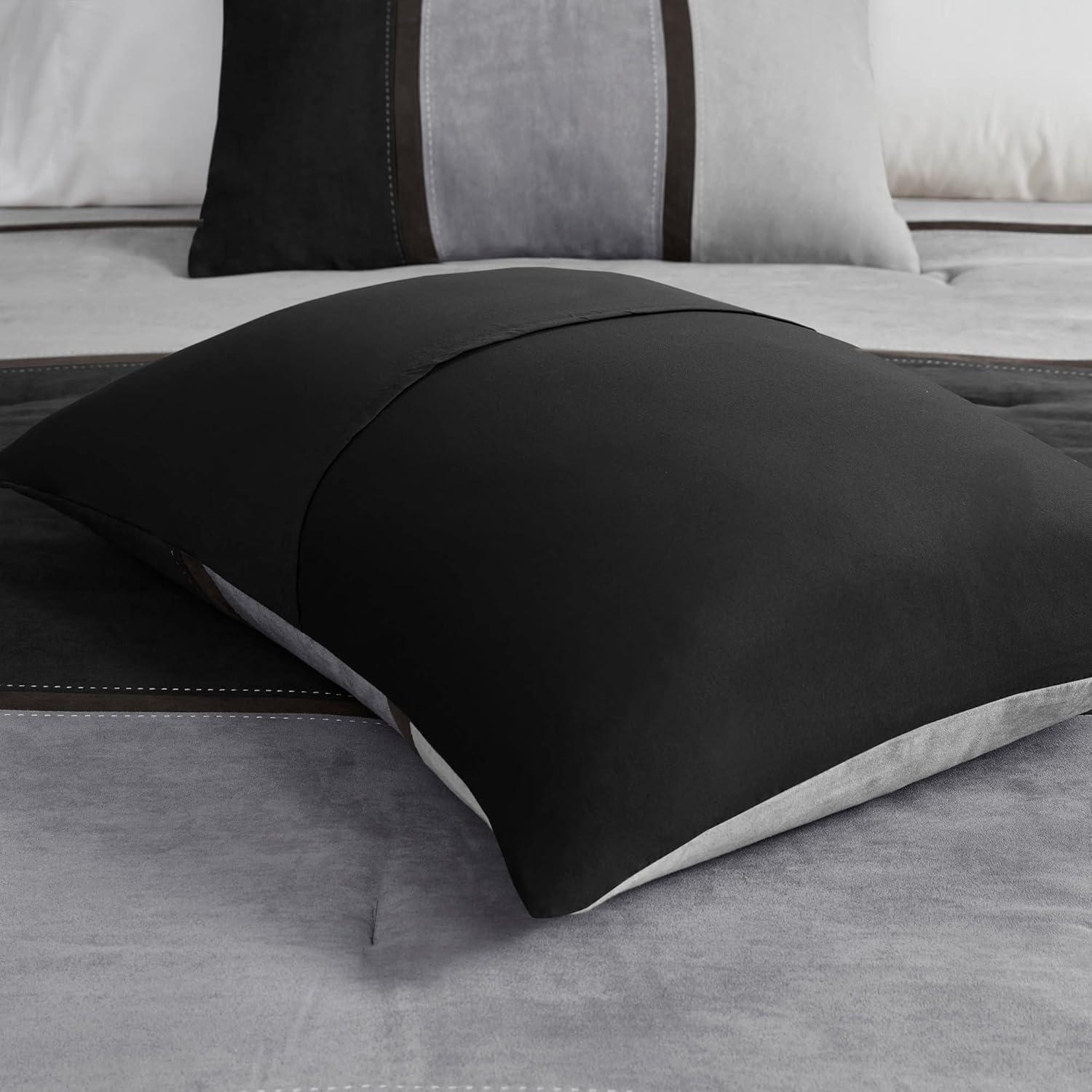 imageMadison Park Aubrey Duvet Cover Paisley Jacquard Duvet Cover Set Ultra Soft Microfiber Light Weight Bed Comforter Covers FullQueen90quotx90quot Taupe 6 PiecePalisades Faux Suede Black