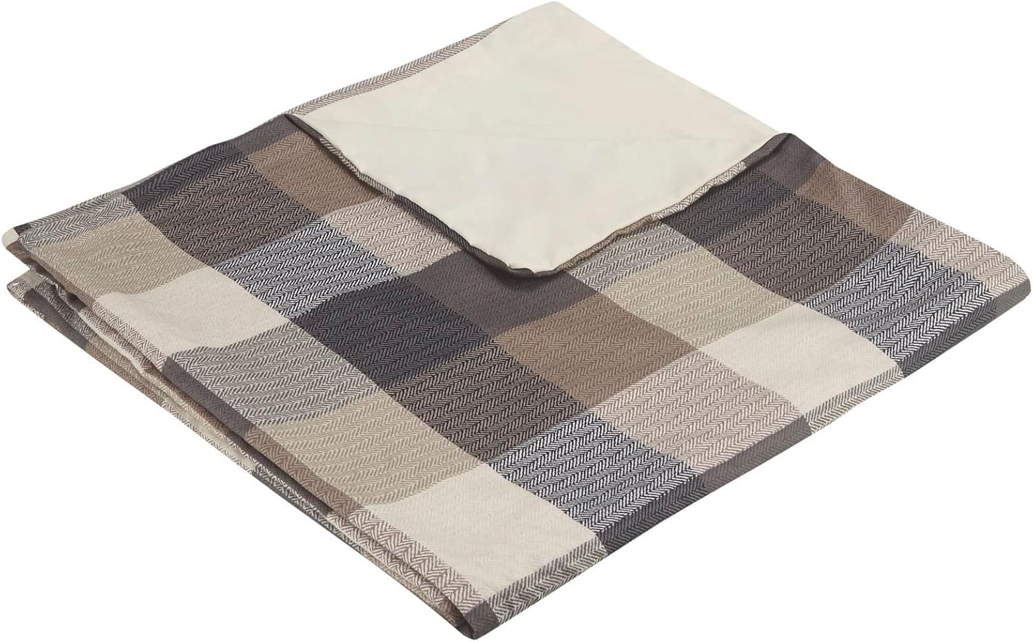 imageMadison Park Aubrey Duvet Cover Paisley Jacquard Duvet Cover Set Ultra Soft Microfiber Light Weight Bed Comforter Covers FullQueen90quotx90quot Taupe 6 PieceRidge Plaid Natural