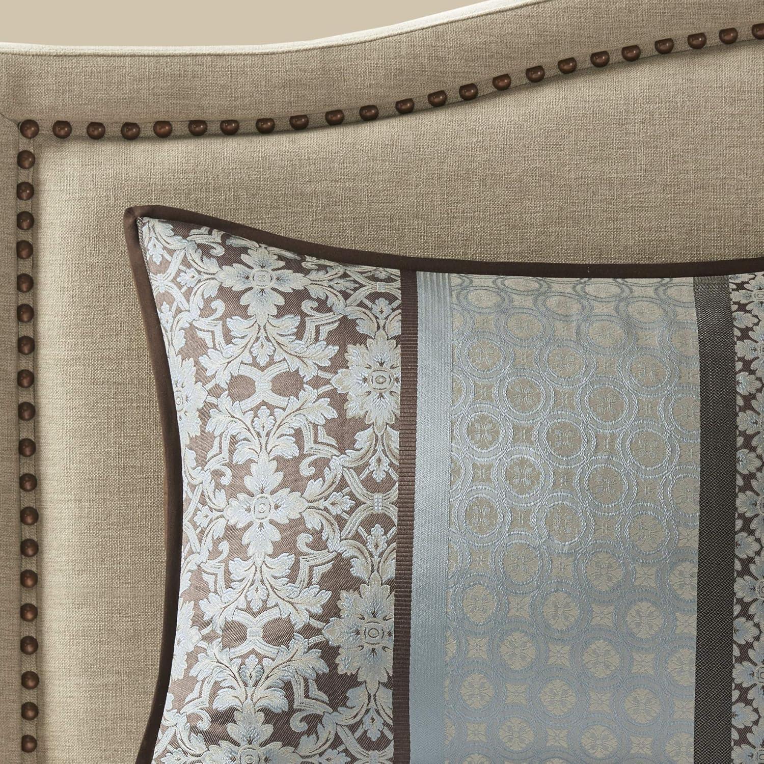 imageMadison Park Bellagio Cozy Comforter Set Luxurious Jaquard Traditional Damask Design All Season Down Alternative Bedding with Matching Shams Decorative Pillow Queen90quotx90quot BrownGold 7 PiecePrinceton Blue
