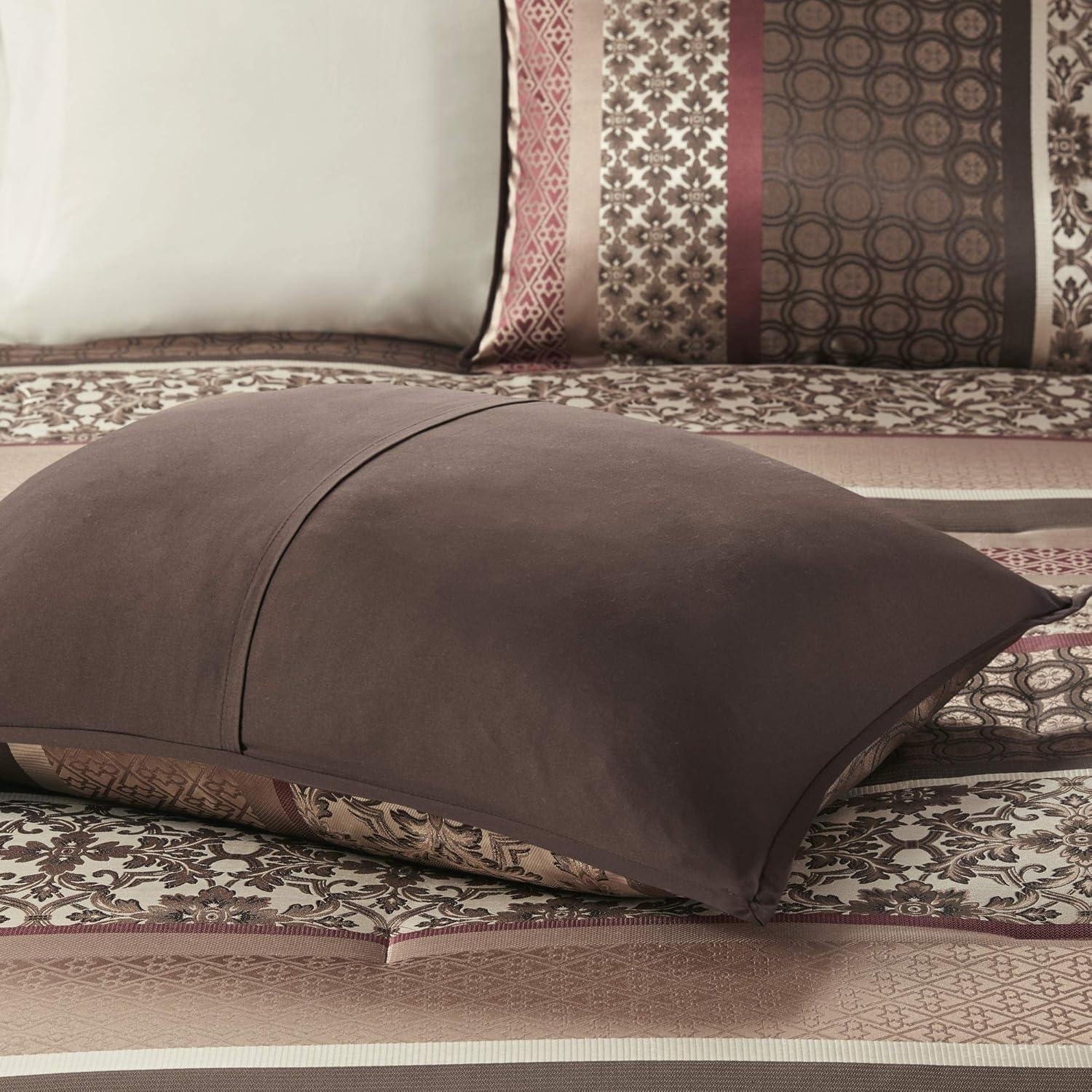 imageMadison Park Bellagio Cozy Comforter Set Luxurious Jaquard Traditional Damask Design All Season Down Alternative Bedding with Matching Shams Decorative Pillow Queen90quotx90quot BrownGold 7 PiecePrinceton Red