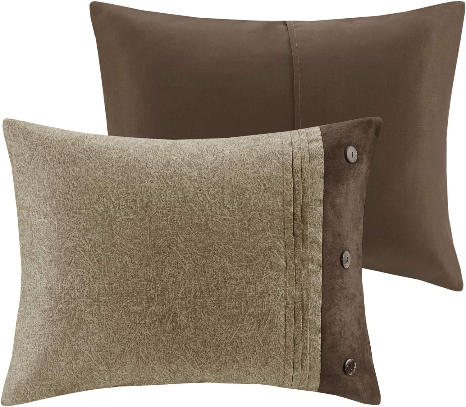 imageMadison Park Boone Cozy Comforter Set Faux Suede Deluxe Hotel Styling All Season Down Alternative Bedding Matching Shams Decorative Pillow Queen 90 in x 90 in Rustic Brown 7 PieceBrown 7pcs
