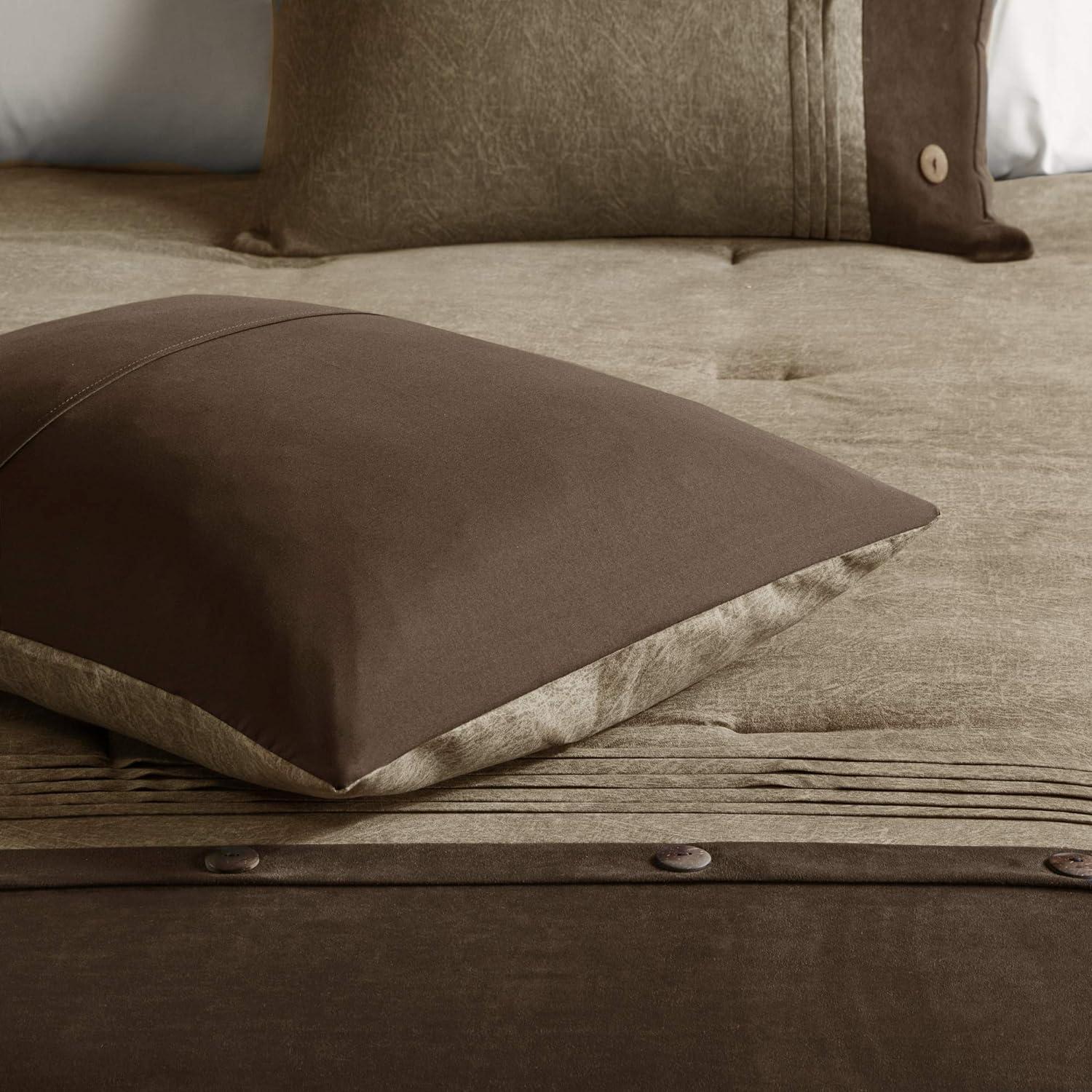 imageMadison Park Boone Cozy Comforter Set Faux Suede Deluxe Hotel Styling All Season Down Alternative Bedding Matching Shams Decorative Pillow Queen 90 in x 90 in Rustic Brown 7 PieceBrown 7pcs