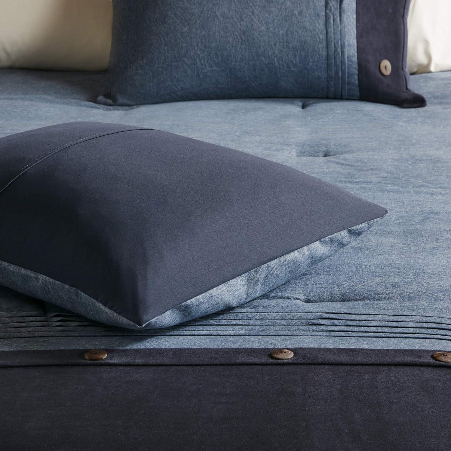 imageMadison Park Boone Cozy Comforter Set Faux Suede Deluxe Hotel Styling All Season Down Alternative Bedding Matching Shams Decorative Pillow Queen 90 in x 90 in Rustic Brown 7 PieceDark Navy 7pcs