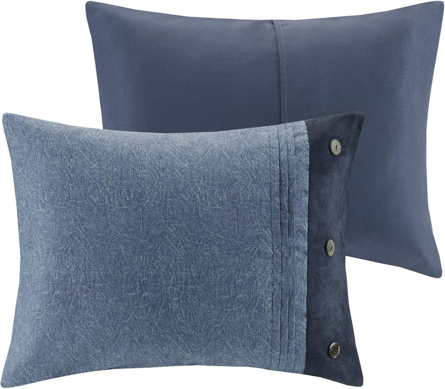imageMadison Park Boone Cozy Comforter Set Faux Suede Deluxe Hotel Styling All Season Down Alternative Bedding Matching Shams Decorative Pillow Queen 90 in x 90 in Rustic Brown 7 PieceDark Navy 7pcs
