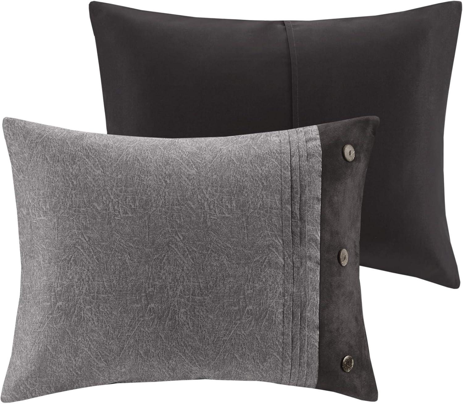 imageMadison Park Boone Cozy Comforter Set Faux Suede Deluxe Hotel Styling All Season Down Alternative Bedding Matching Shams Decorative Pillow Queen 90 in x 90 in Rustic Brown 7 PieceDark Grey 7pcs