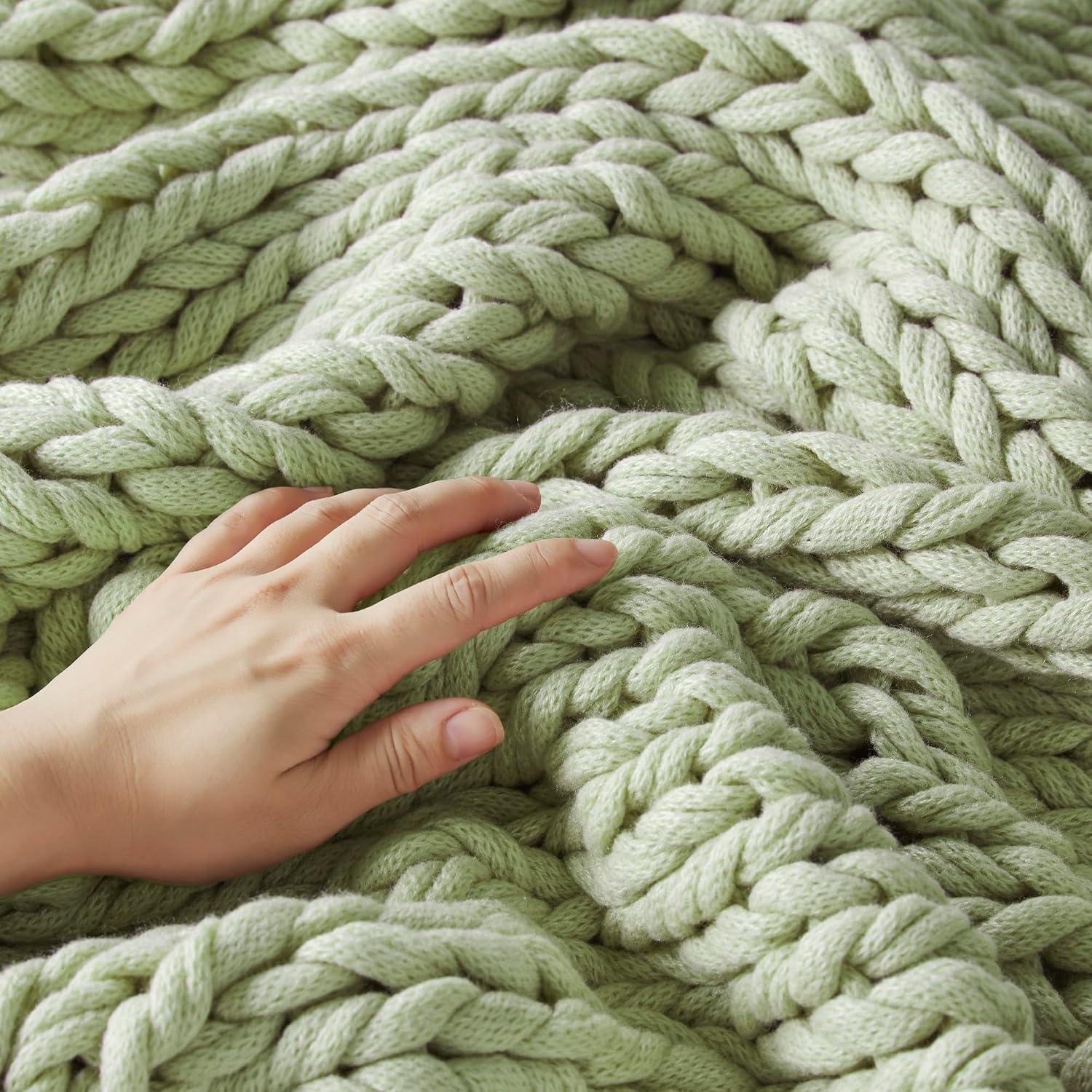 imageMadison Park Casual Acrylic Chunky Twice Knit Throw with Charcoal MP507315Sage Green