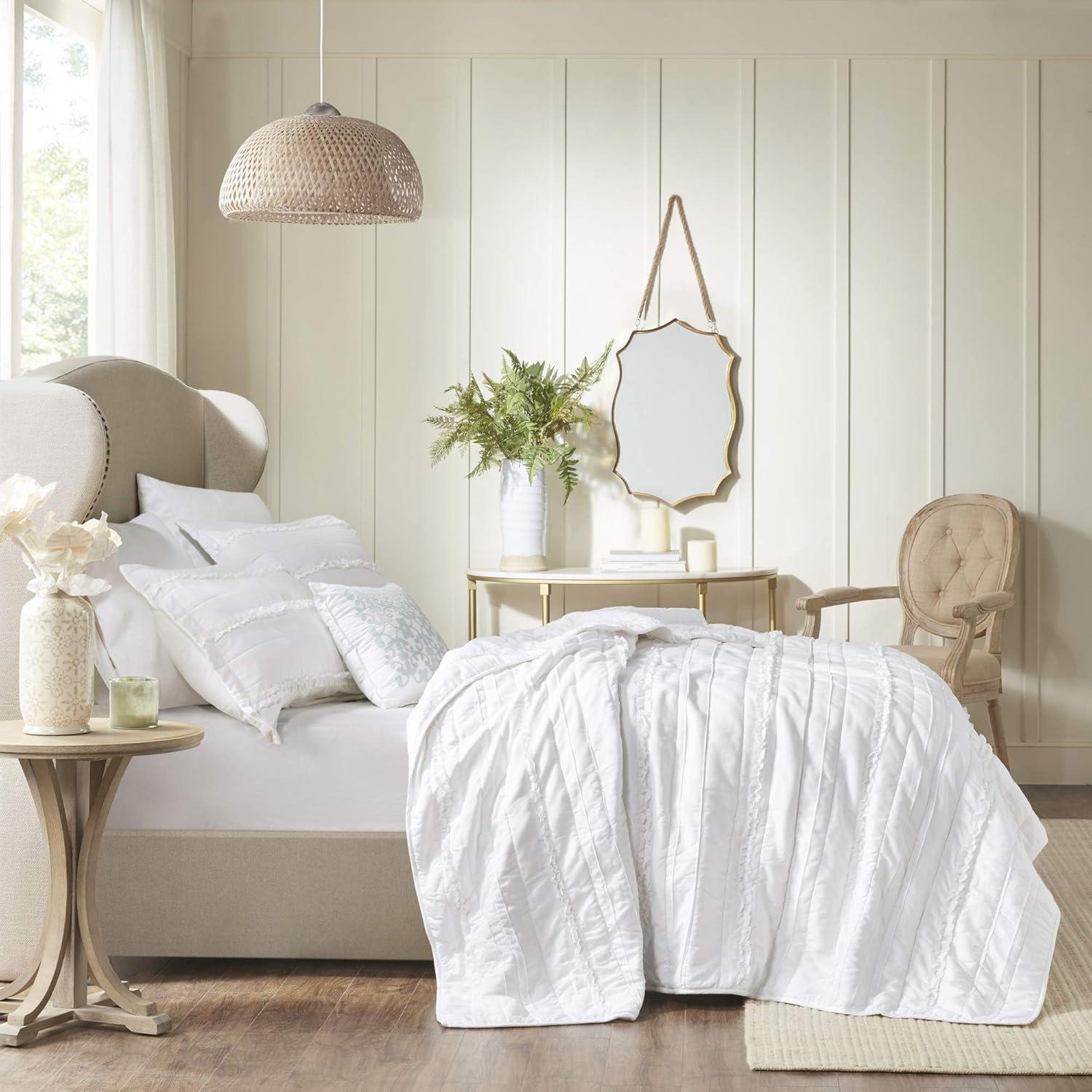 imageMadison Park Celeste Quilt Modern Classic Design All Season Breathable Coverlet Lightweight Bedding Set Matching Shams Decorative Pillow FullQueen90quotx90quot Ruffle White 4 PieceRuffle White