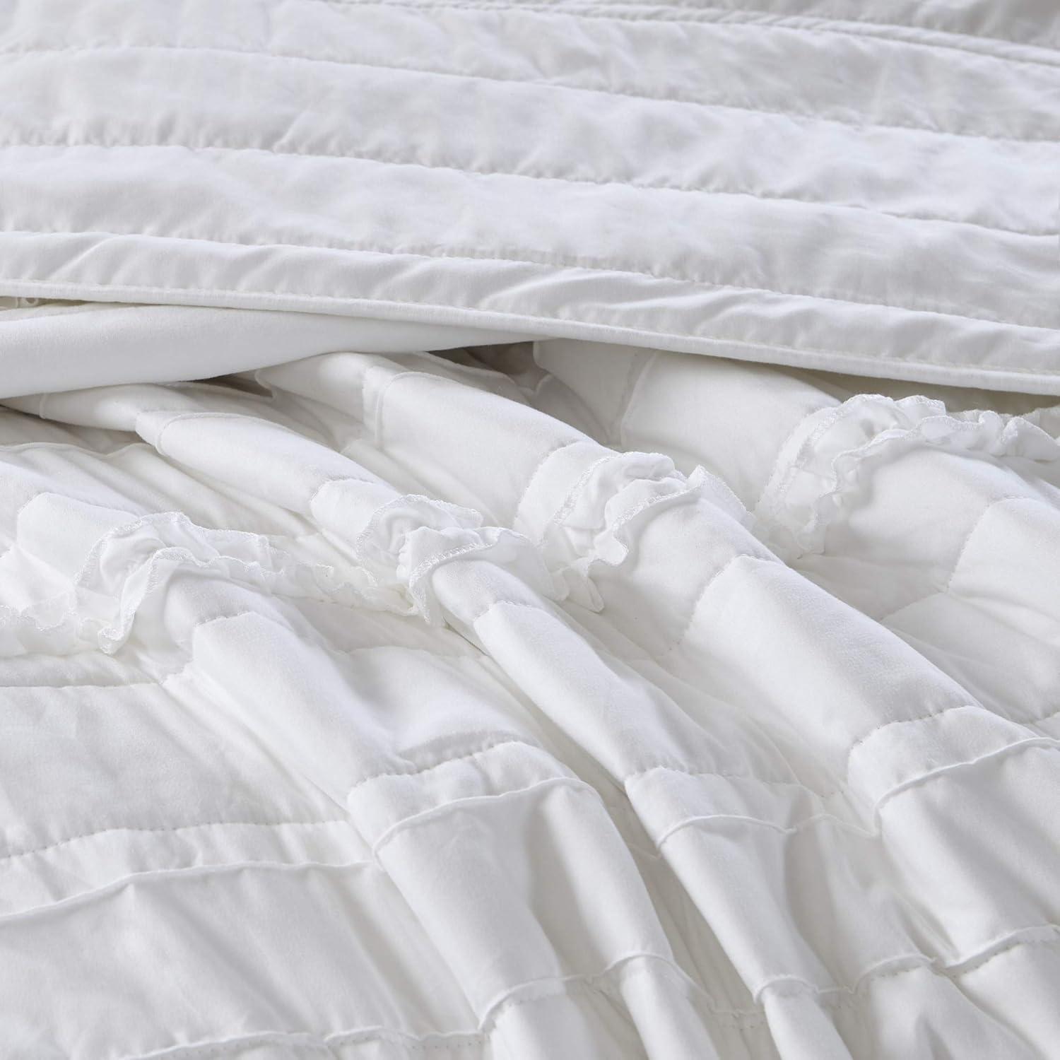 imageMadison Park Celeste Quilt Modern Classic Design All Season Breathable Coverlet Lightweight Bedding Set Matching Shams Decorative Pillow FullQueen90quotx90quot Ruffle White 4 PieceRuffle White