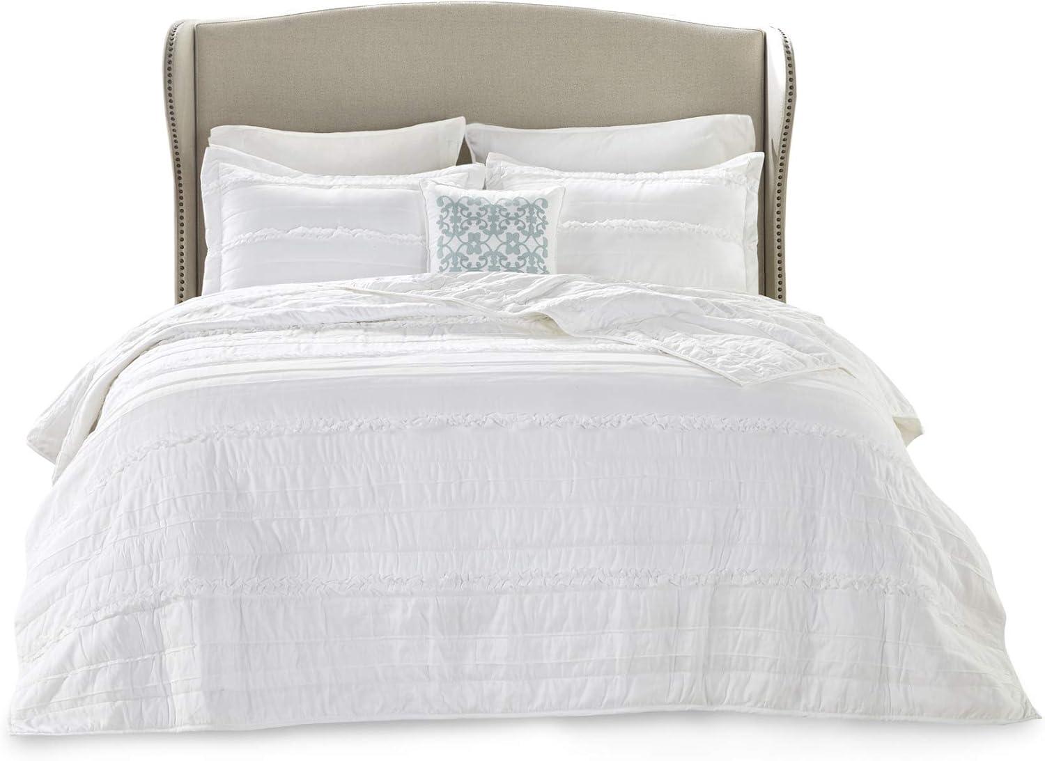 imageMadison Park Celeste Quilt Modern Classic Design All Season Breathable Coverlet Lightweight Bedding Set Matching Shams Decorative Pillow FullQueen90quotx90quot Ruffle White 4 PieceRuffle White