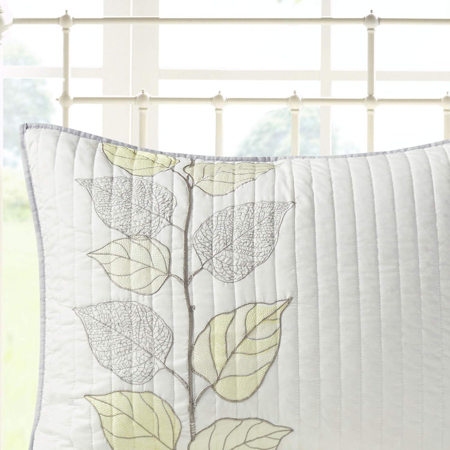 imageMadison Park Celeste Quilt Modern Classic Design All Season Breathable Coverlet Lightweight Bedding Set Matching Shams Decorative Pillow FullQueen90quotx90quot Ruffle White 4 PieceLeaf Yellow
