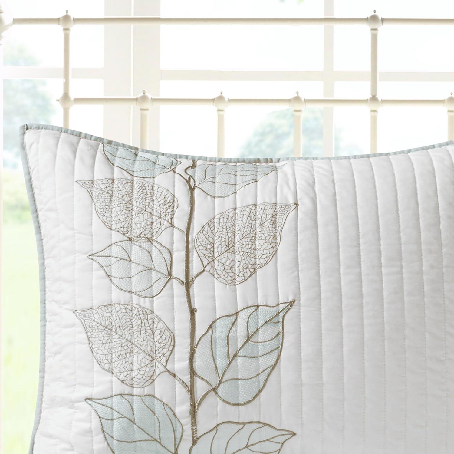imageMadison Park Celeste Quilt Modern Classic Design All Season Breathable Coverlet Lightweight Bedding Set Matching Shams Decorative Pillow FullQueen90quotx90quot Ruffle White 4 PieceLeaf Blue