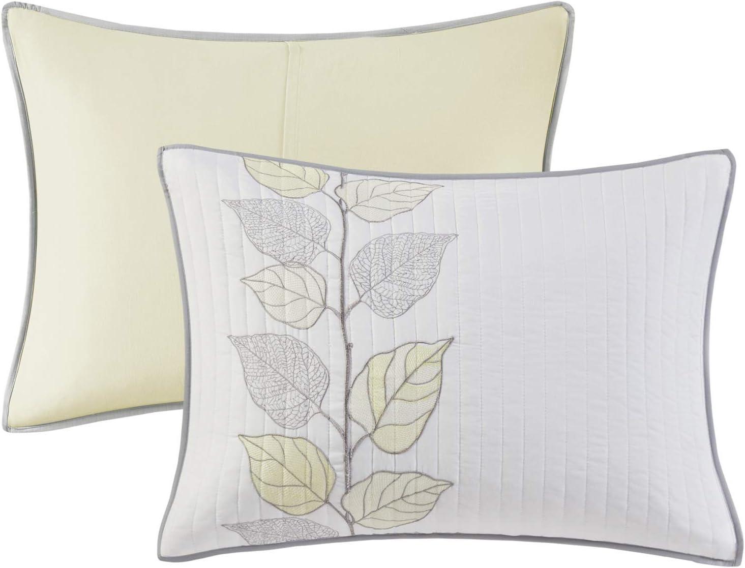 imageMadison Park Celeste Quilt Modern Classic Design All Season Breathable Coverlet Lightweight Bedding Set Matching Shams Decorative Pillow FullQueen90quotx90quot Ruffle White 4 PieceLeaf Yellow