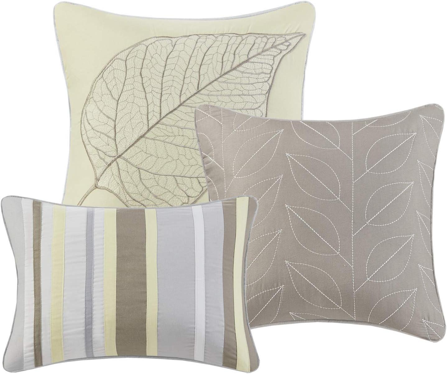 imageMadison Park Celeste Quilt Modern Classic Design All Season Breathable Coverlet Lightweight Bedding Set Matching Shams Decorative Pillow FullQueen90quotx90quot Ruffle White 4 PieceLeaf Yellow