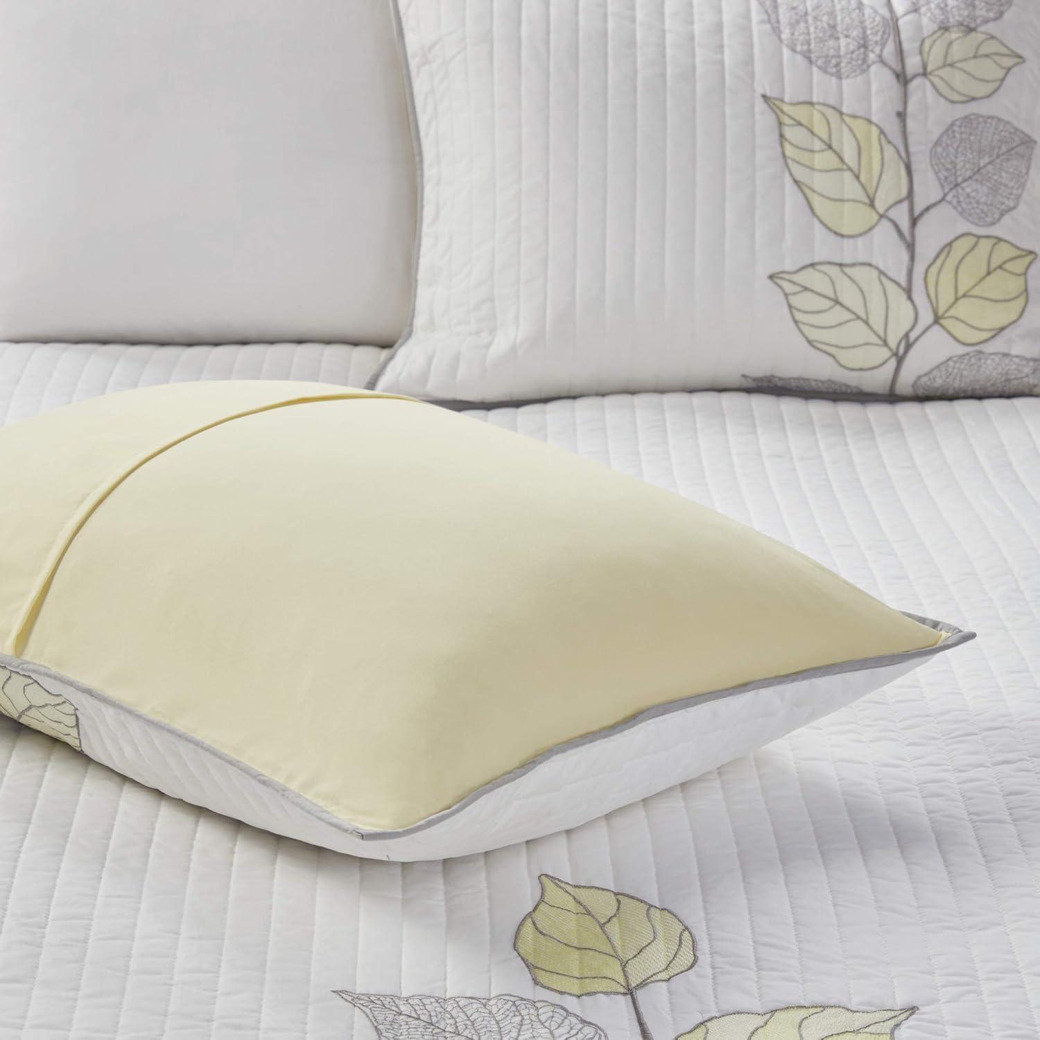 imageMadison Park Celeste Quilt Modern Classic Design All Season Breathable Coverlet Lightweight Bedding Set Matching Shams Decorative Pillow FullQueen90quotx90quot Ruffle White 4 PieceLeaf Yellow