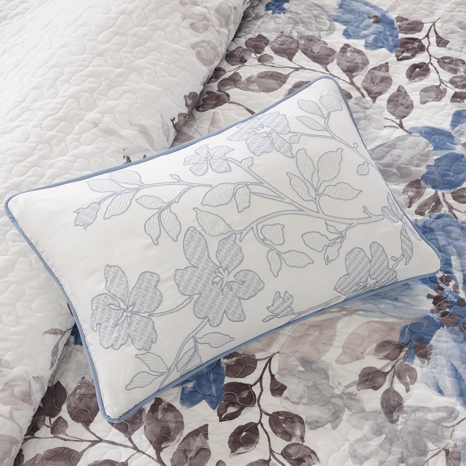 imageMadison Park Celeste Quilt Modern Classic Design All Season Breathable Coverlet Lightweight Bedding Set Matching Shams Decorative Pillow FullQueen90quotx90quot Ruffle White 4 PieceFloral Blue