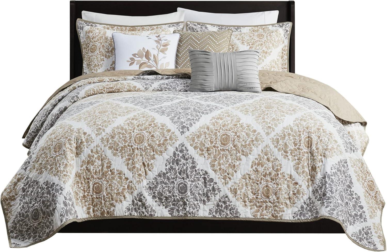 imageMadison Park Claire Quilt Modern Design All Season Breathable Coverlet Lightweight Bedding Set Matching Shams Decorative Pillow FullQueen 90 in x 90 in Diamond Aqua 6 PieceNeutral