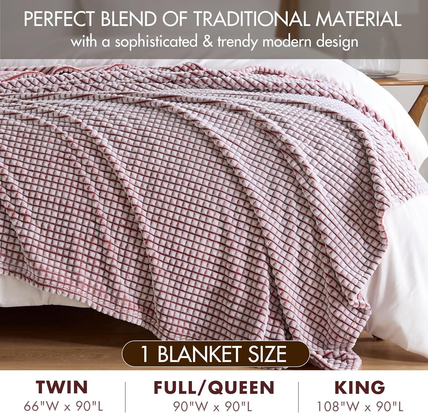 imageMadison Park Cozy Blanket Soft Plush Blanket Chic Backprinted Carved Texture Design Trendy All Seasons Lightweight Bedding for Summer Cover for Bed Couch ampamp Sofa FullQueen GreyRed