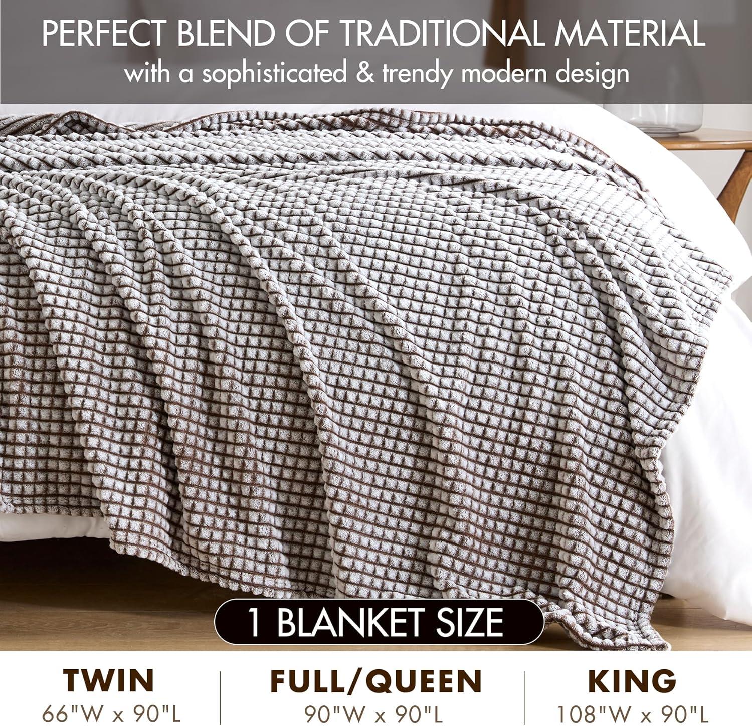 imageMadison Park Cozy Blanket Soft Plush Blanket Chic Backprinted Carved Texture Design Trendy All Seasons Lightweight Bedding for Summer Cover for Bed Couch ampamp Sofa FullQueen GreyBrown
