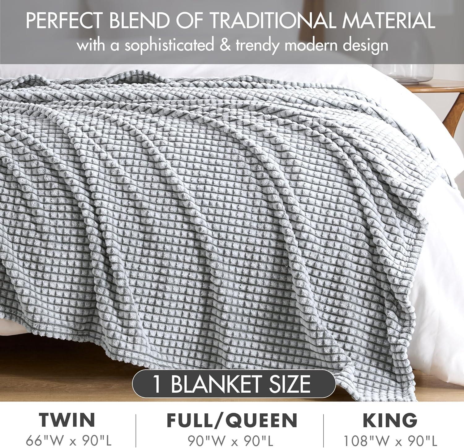 imageMadison Park Cozy Blanket Soft Plush Blanket Chic Backprinted Carved Texture Design Trendy All Seasons Lightweight Bedding for Summer Cover for Bed Couch ampamp Sofa FullQueen GreyGrey