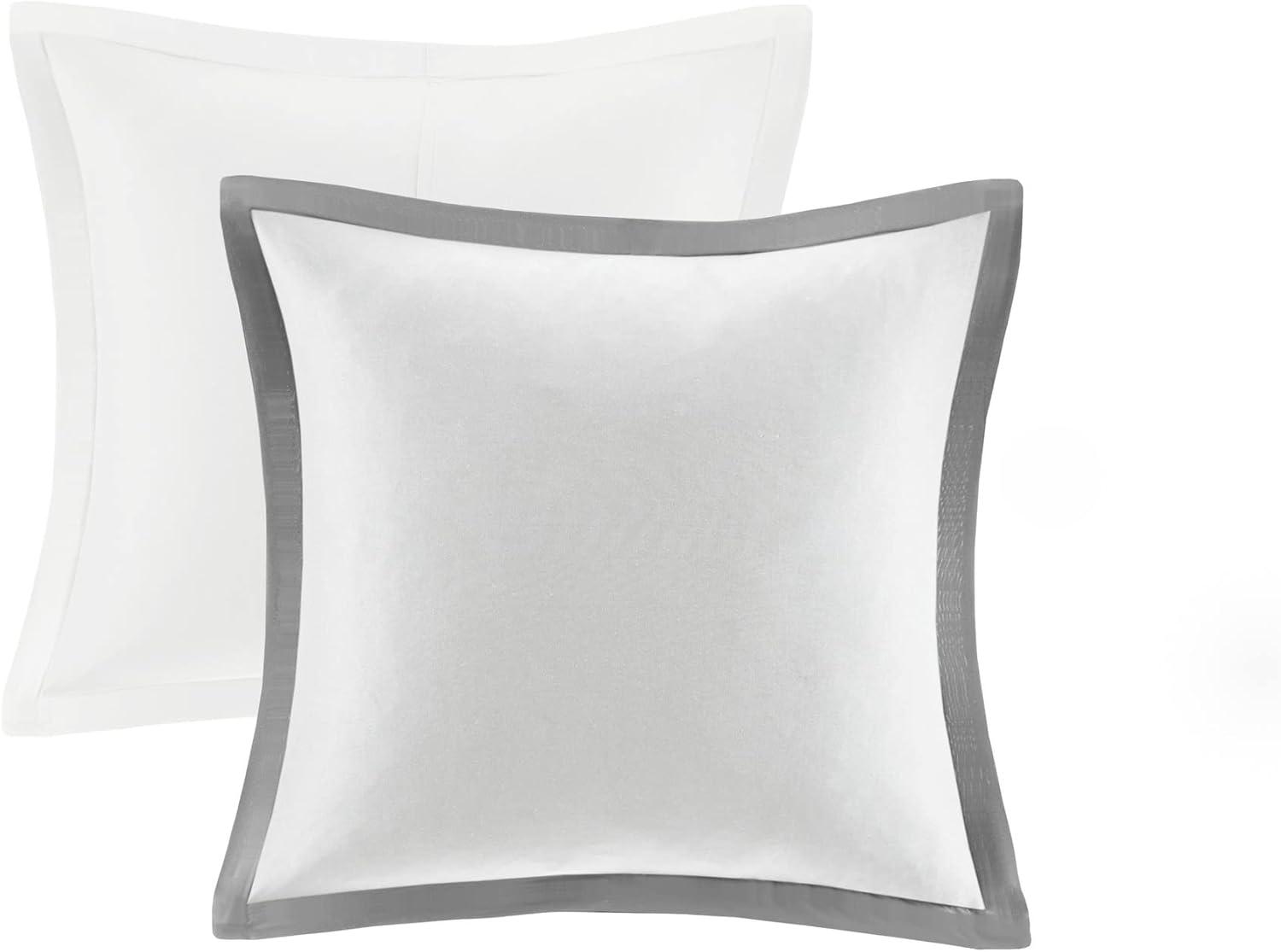 imageMadison Park Cozy Comforter SetDeluxe Hotel Collection All Season Down Alternative Luxury Bedding with Matching Shams Decorative Pillows Queen90quotx90quot Genevieve Navy 7 PieceGrey