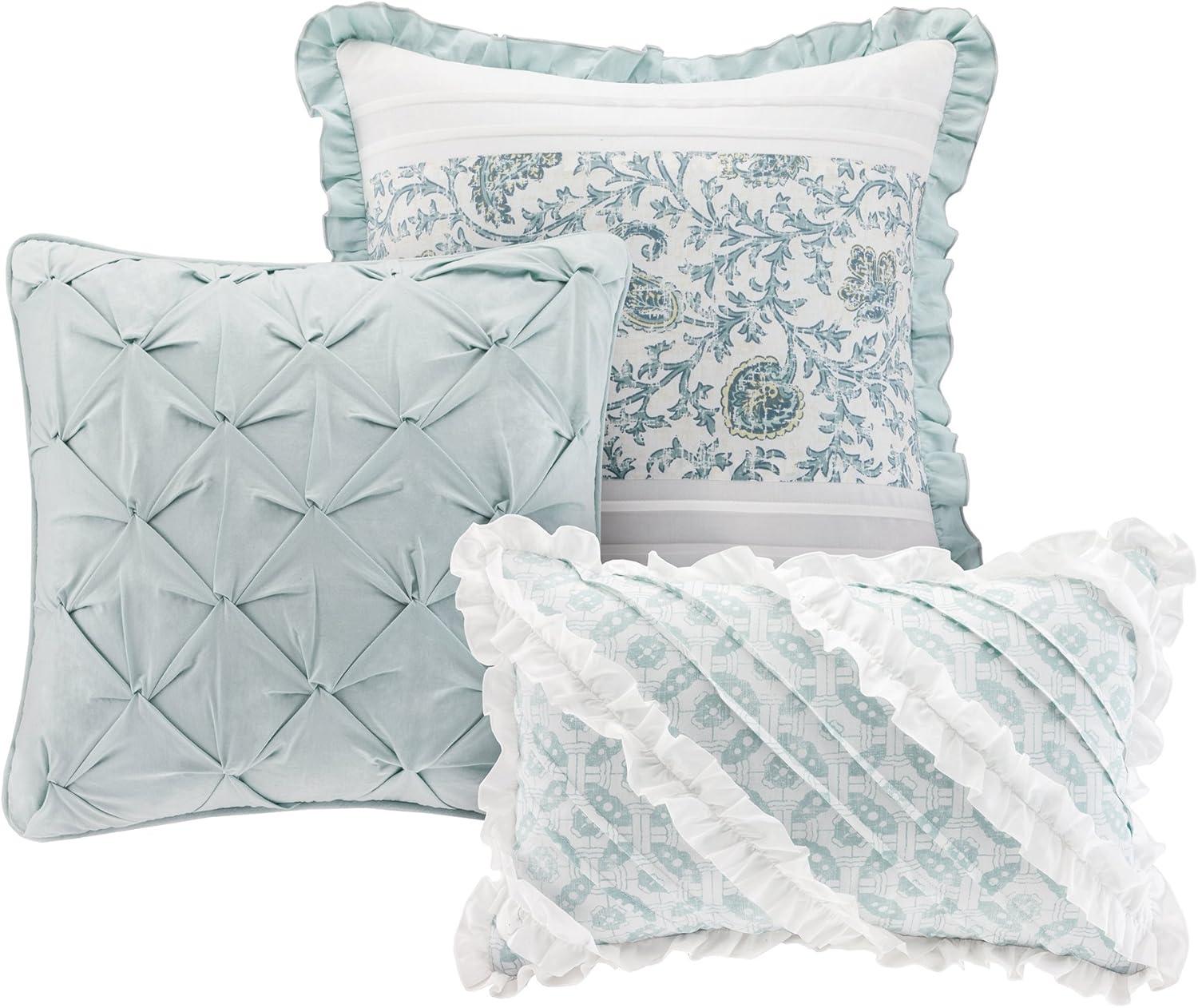 imageMadison Park Dawn Cotton Comforter Set Amherst CurtainDawn Shabby Chic Blue