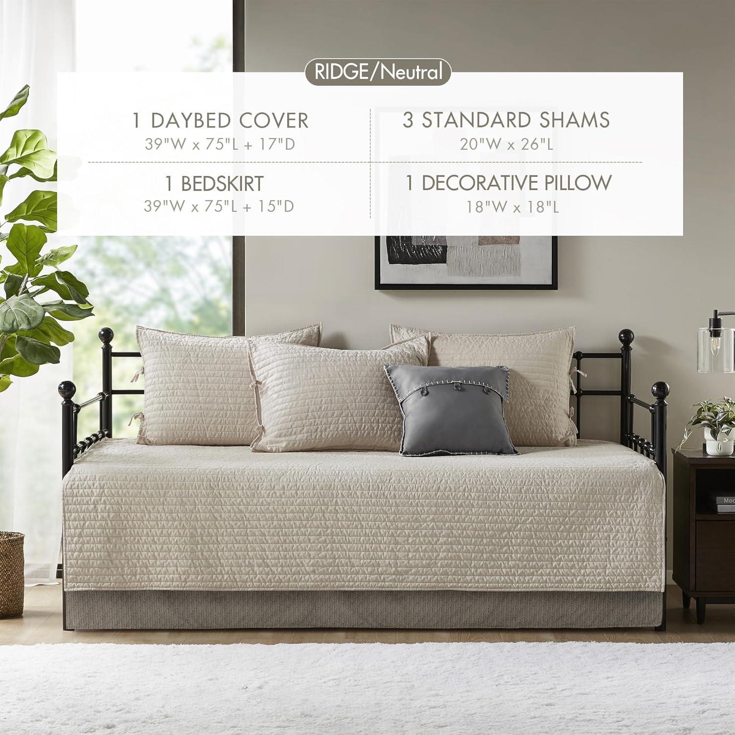 imageMadison Park Daybed Cover Double Sided Quilting Casual Design All Season Bedding Set with Bedskirt Matching Shams Decorative Pillow 75 in x 39 in Yosemite Purple TealPlaid Neutral